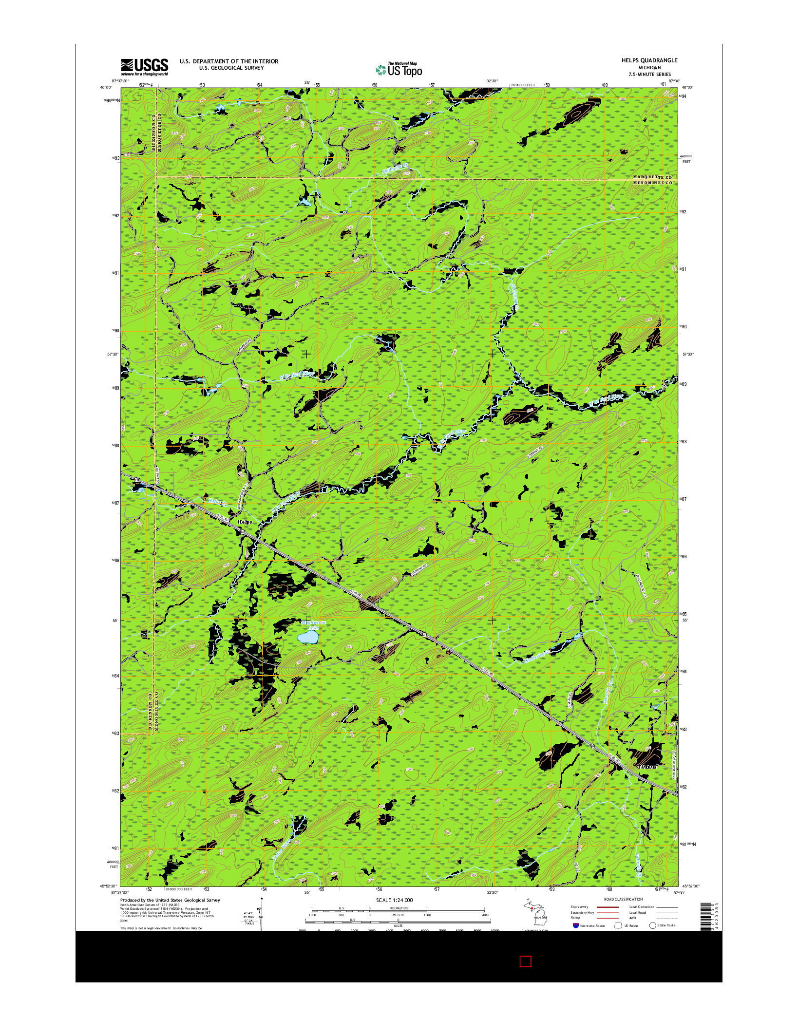 USGS US TOPO 7.5-MINUTE MAP FOR HELPS, MI 2017