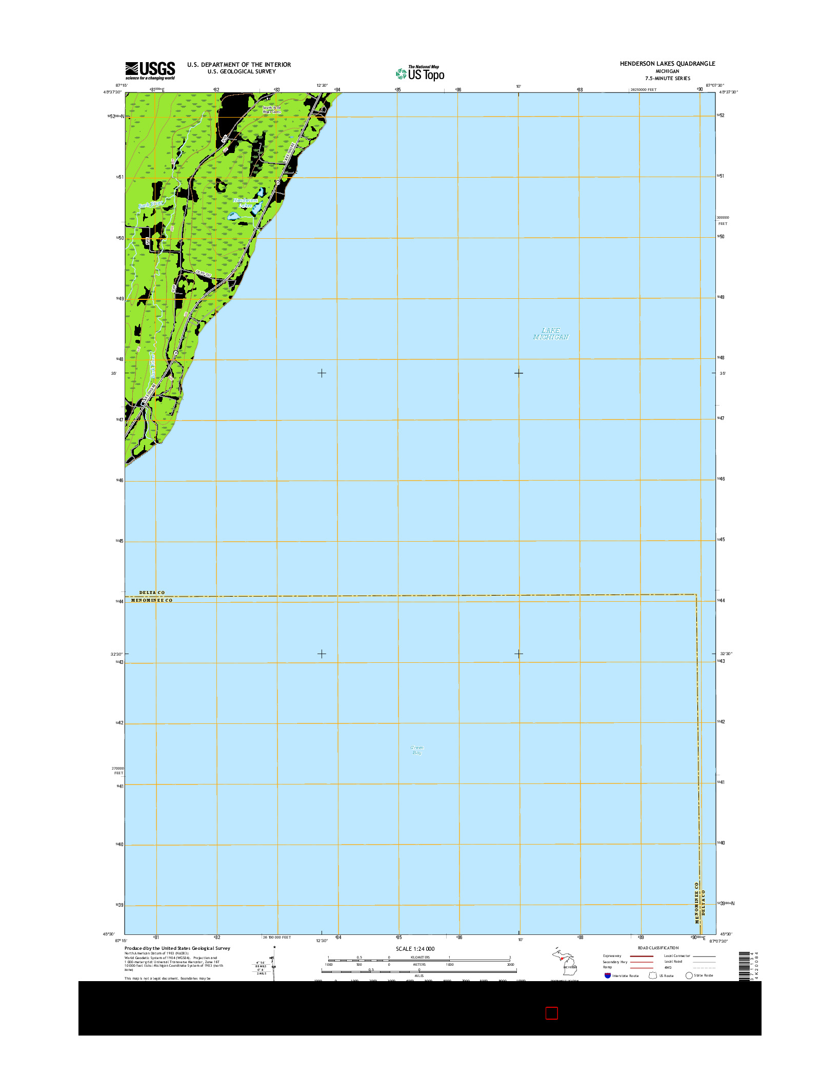 USGS US TOPO 7.5-MINUTE MAP FOR HENDERSON LAKES, MI 2017