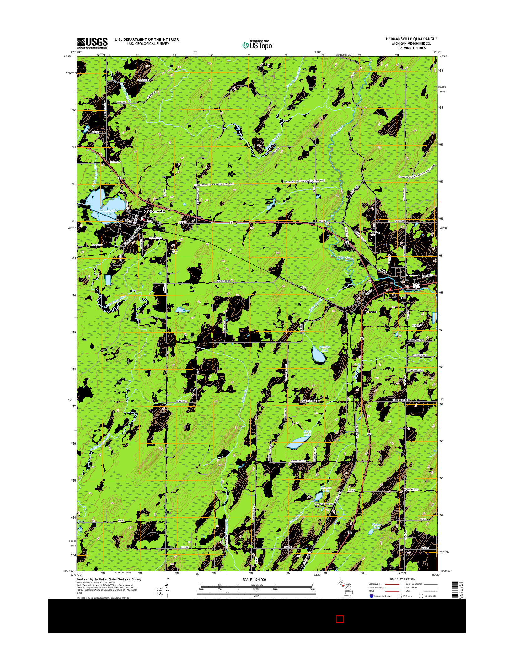 USGS US TOPO 7.5-MINUTE MAP FOR HERMANSVILLE, MI 2017