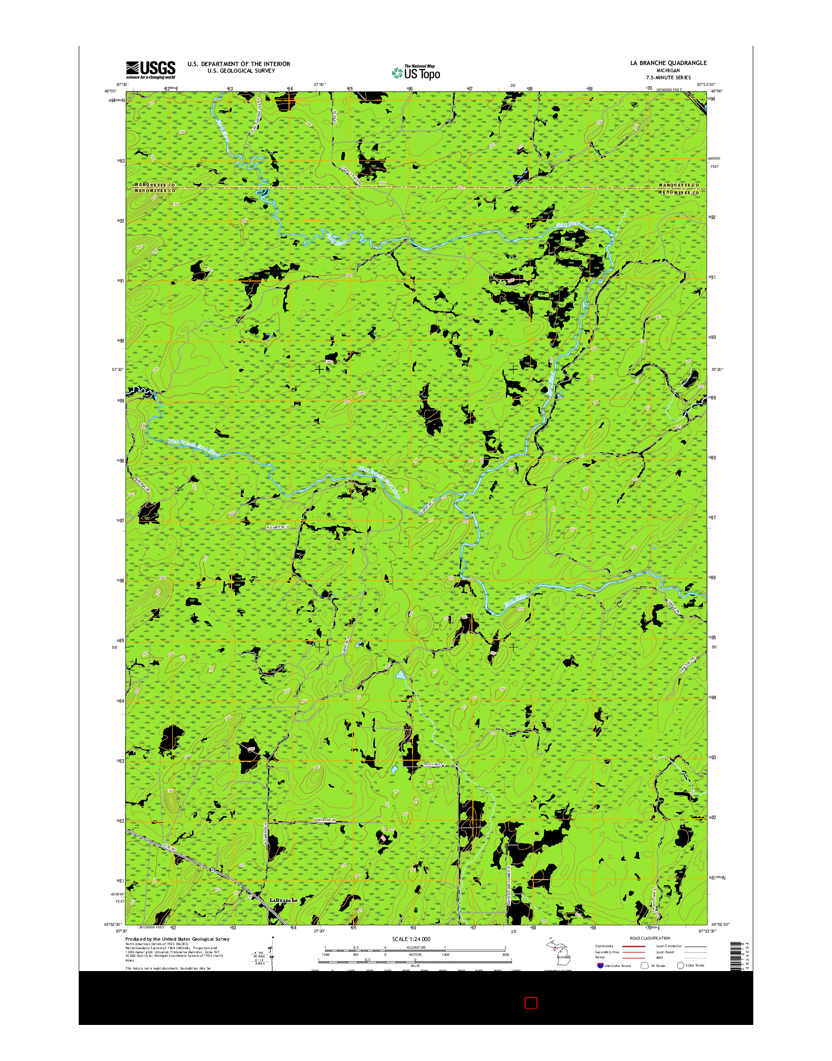 USGS US TOPO 7.5-MINUTE MAP FOR LA BRANCHE, MI 2017
