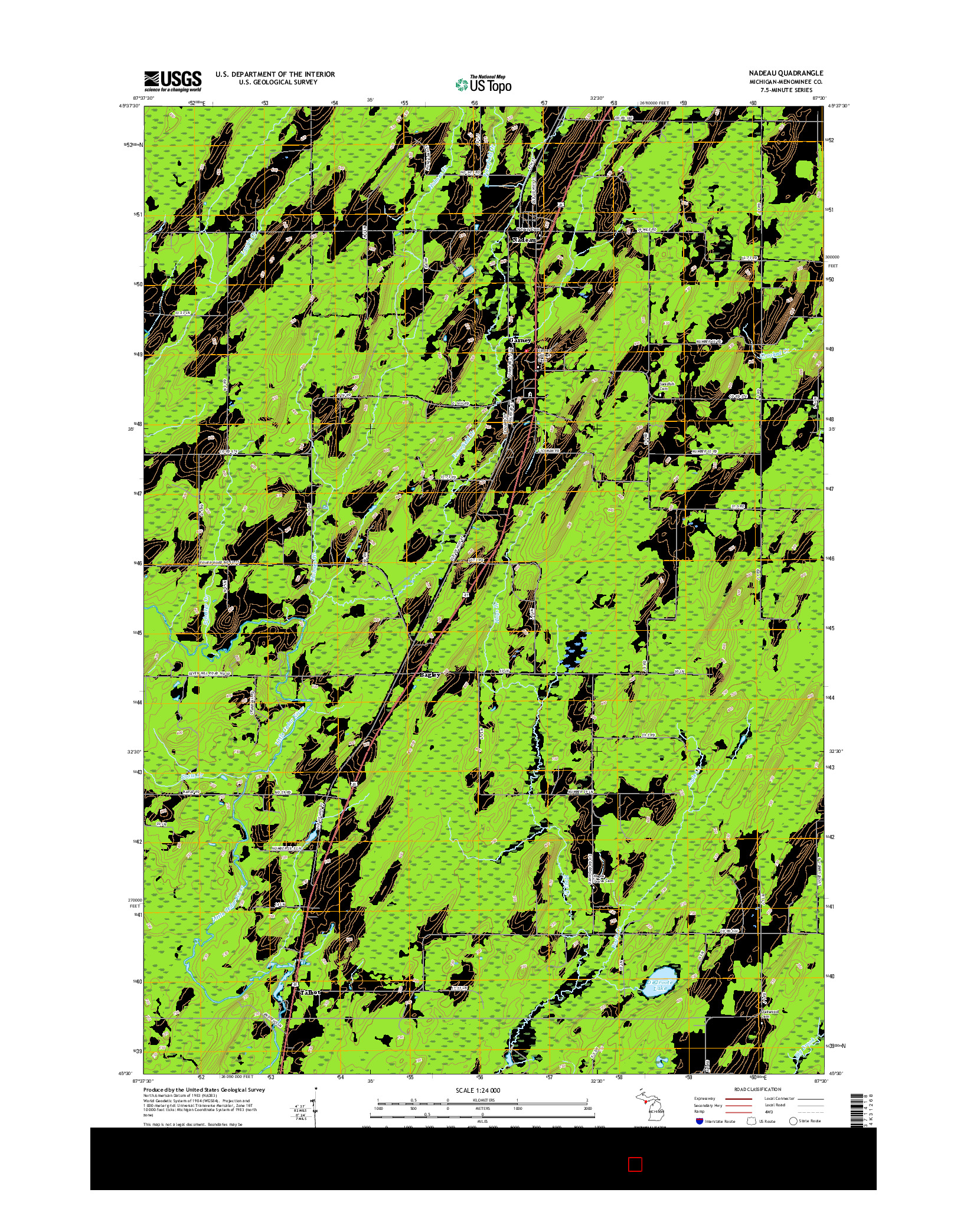 USGS US TOPO 7.5-MINUTE MAP FOR NADEAU, MI 2017