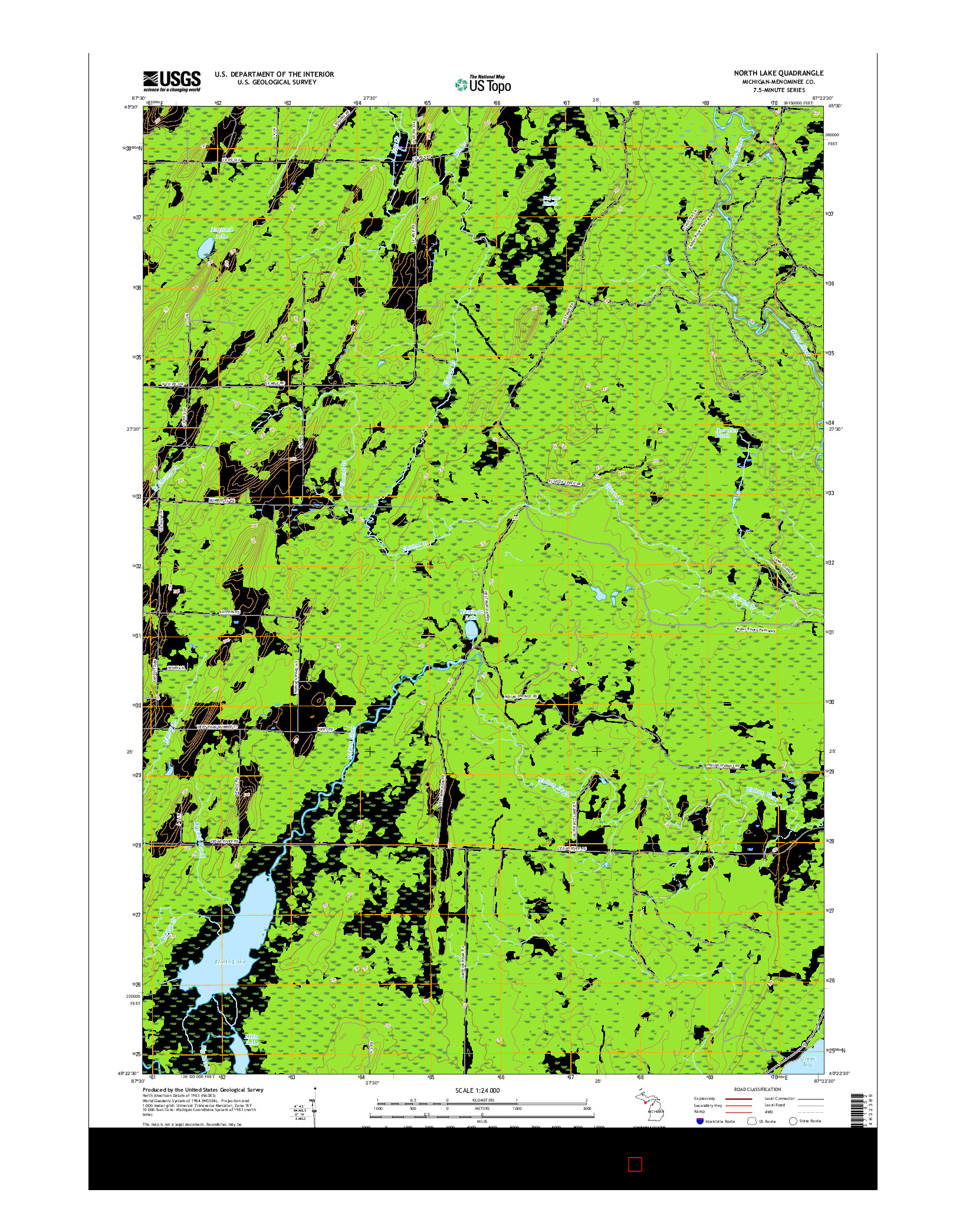 USGS US TOPO 7.5-MINUTE MAP FOR NORTH LAKE, MI 2017