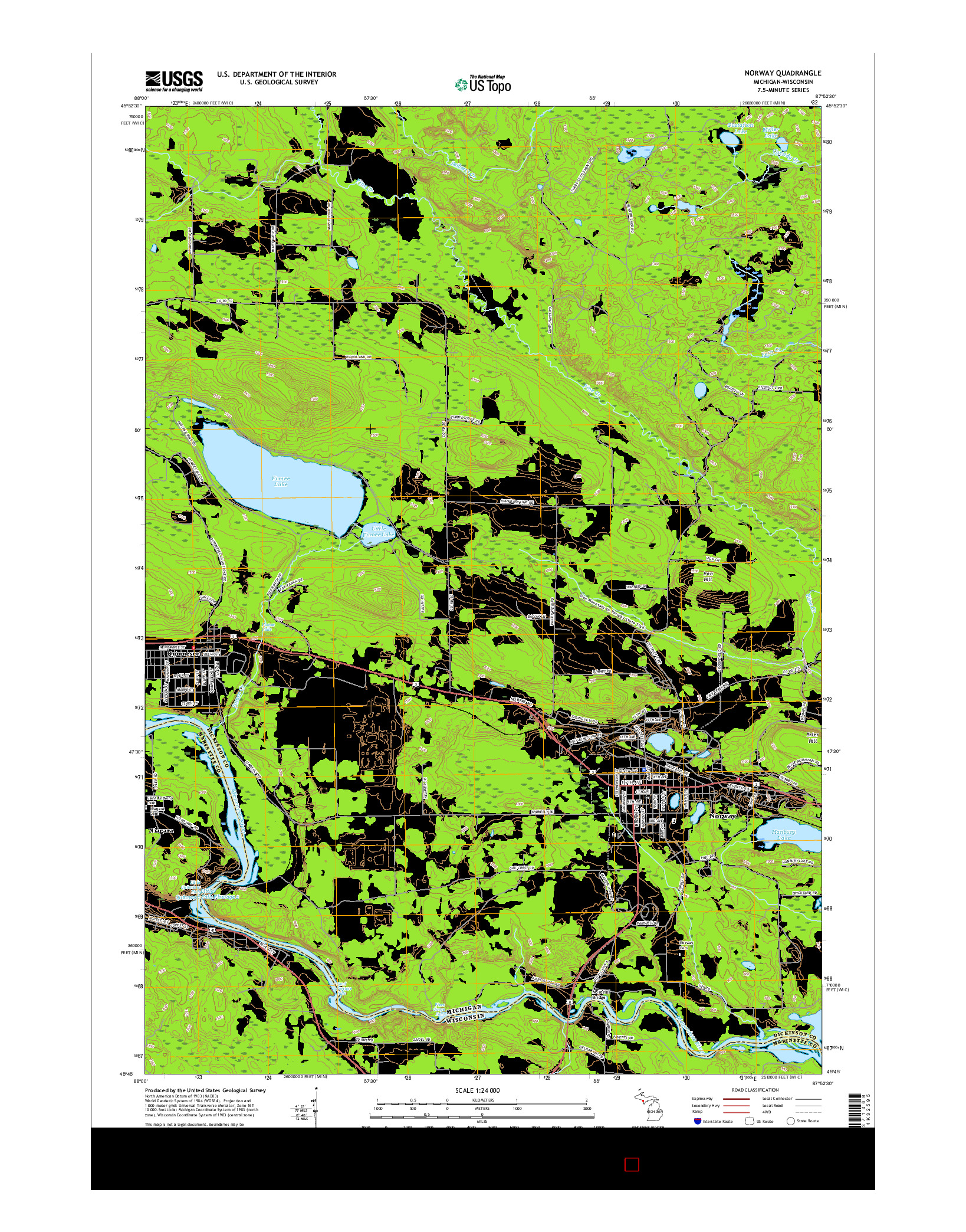 USGS US TOPO 7.5-MINUTE MAP FOR NORWAY, MI-WI 2017