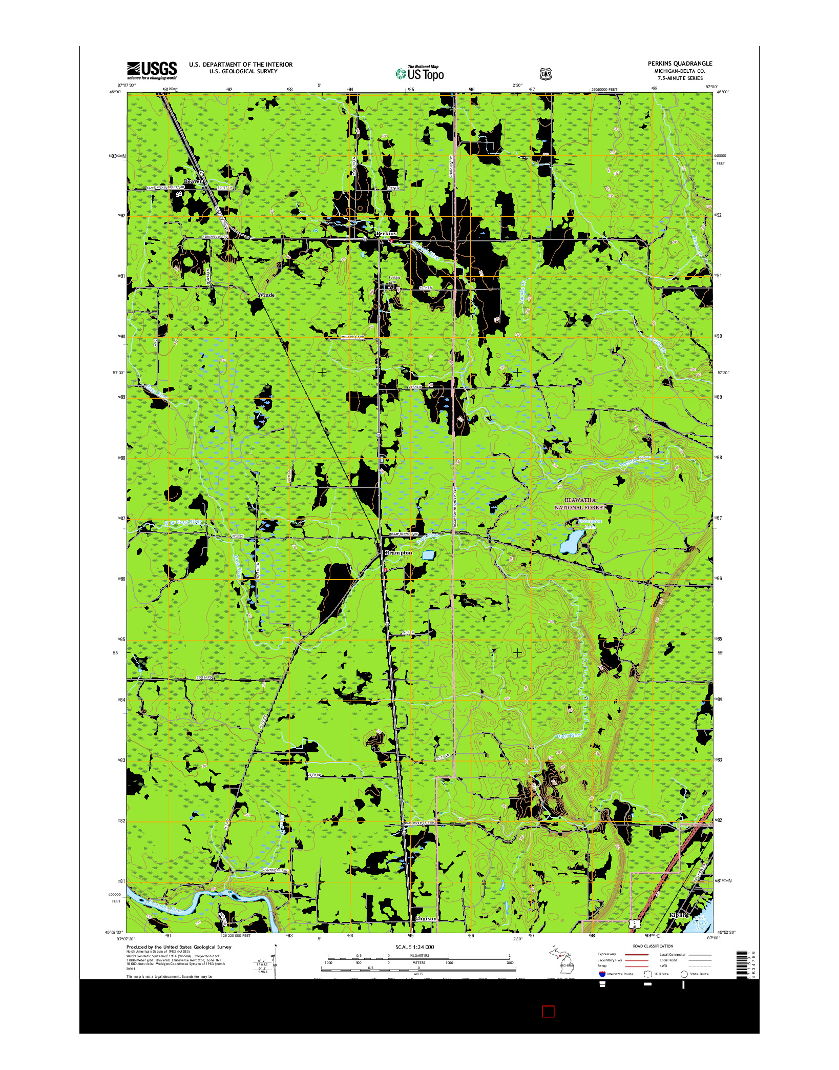 USGS US TOPO 7.5-MINUTE MAP FOR PERKINS, MI 2017