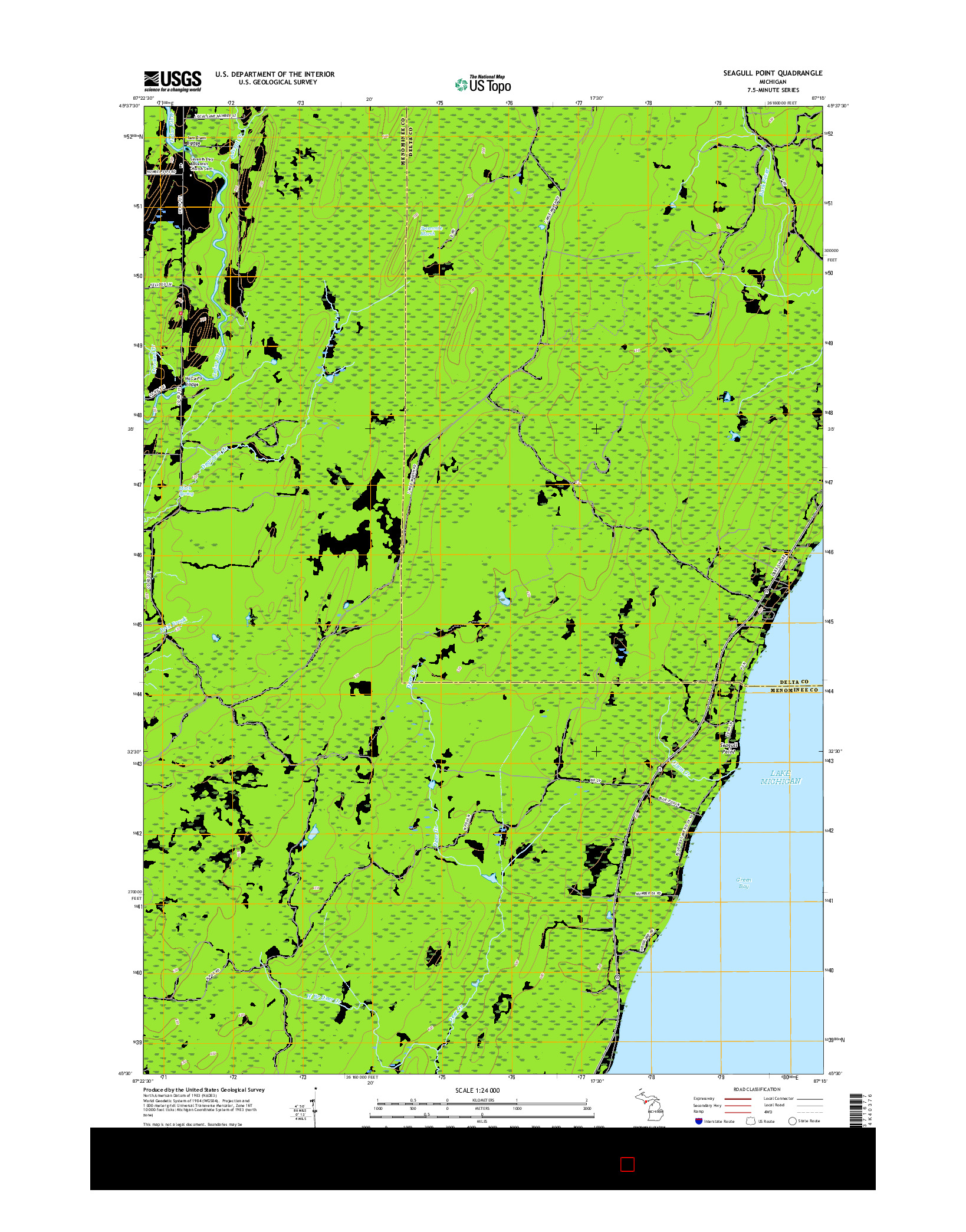 USGS US TOPO 7.5-MINUTE MAP FOR SEAGULL POINT, MI 2017