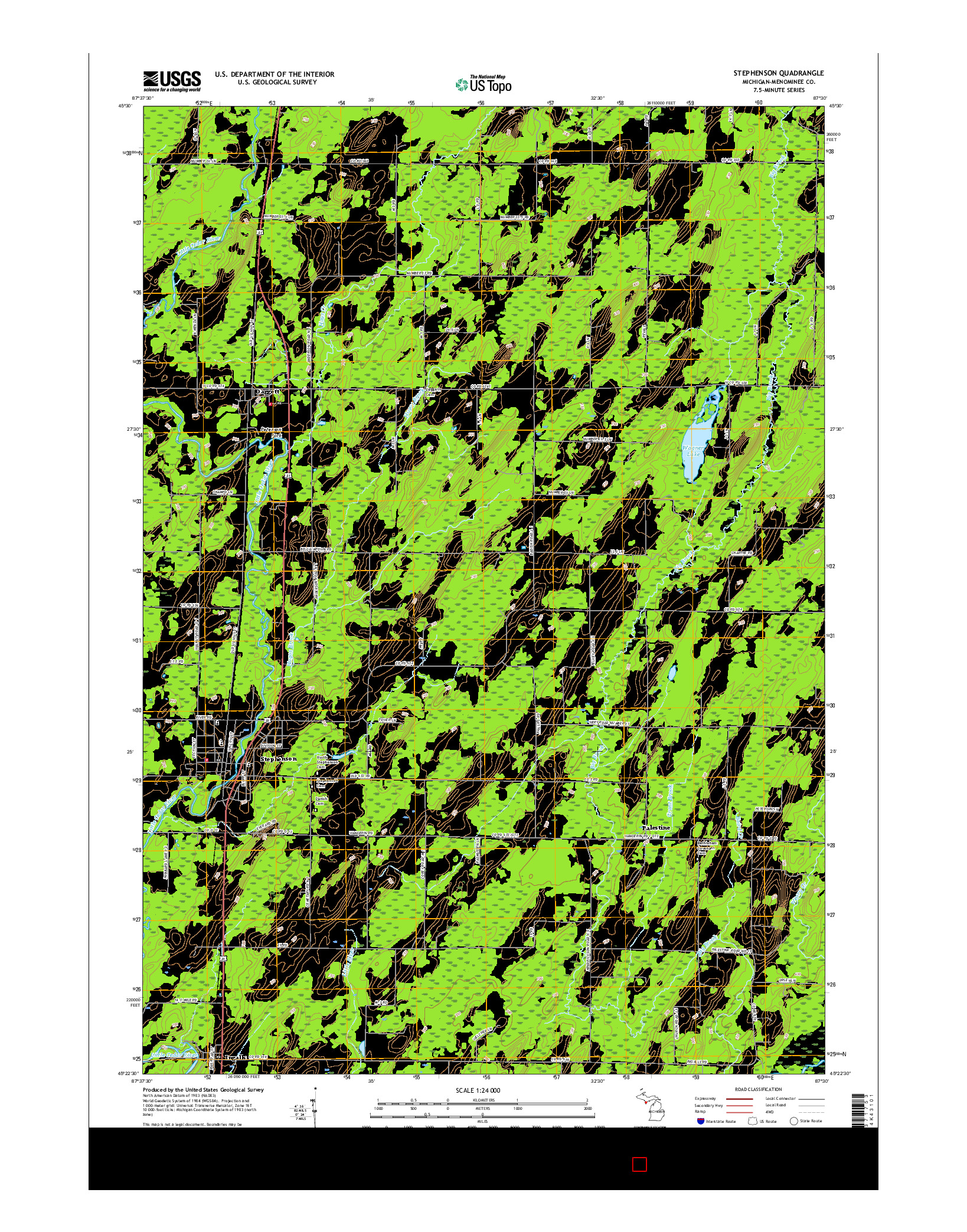 USGS US TOPO 7.5-MINUTE MAP FOR STEPHENSON, MI 2017