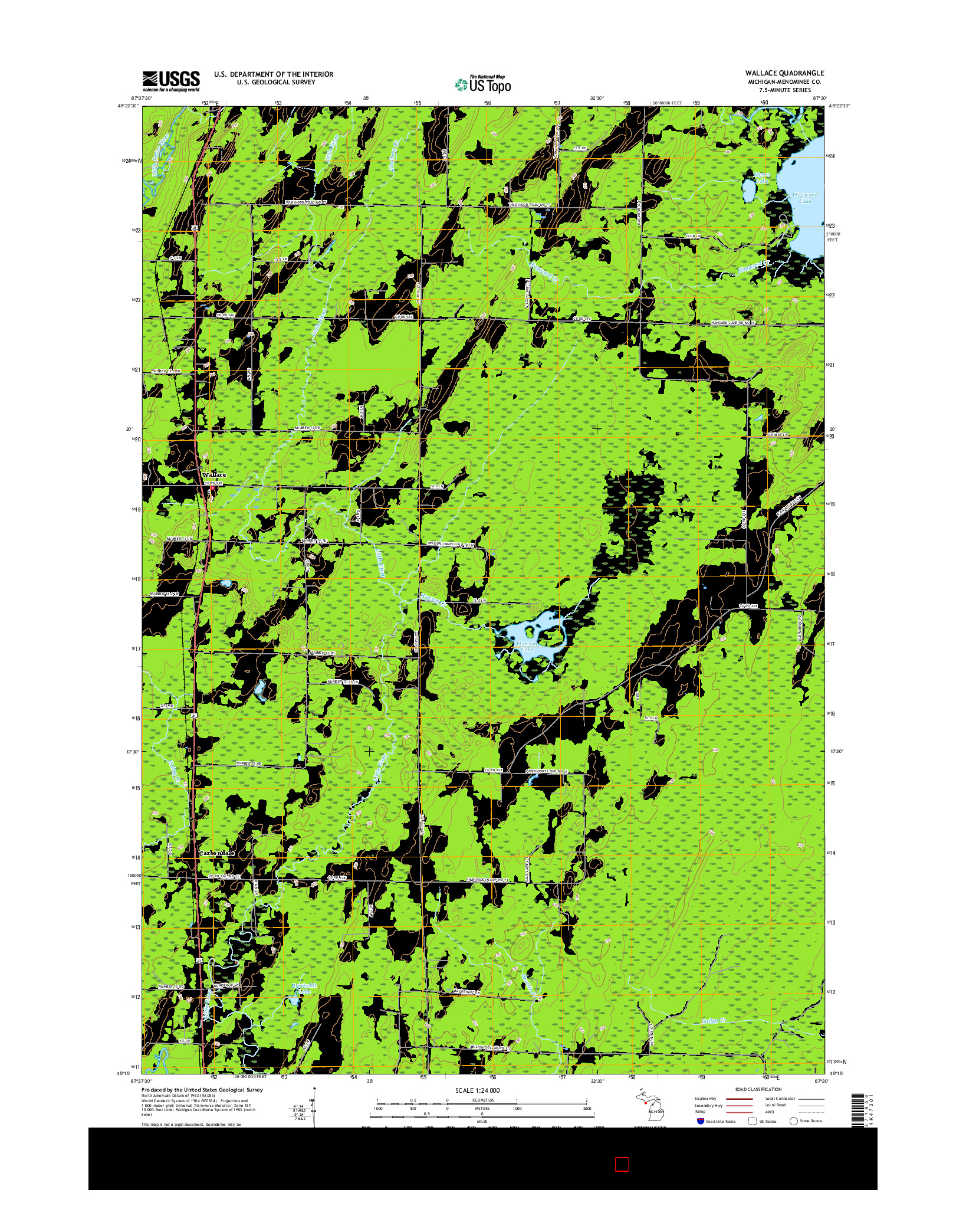 USGS US TOPO 7.5-MINUTE MAP FOR WALLACE, MI 2017