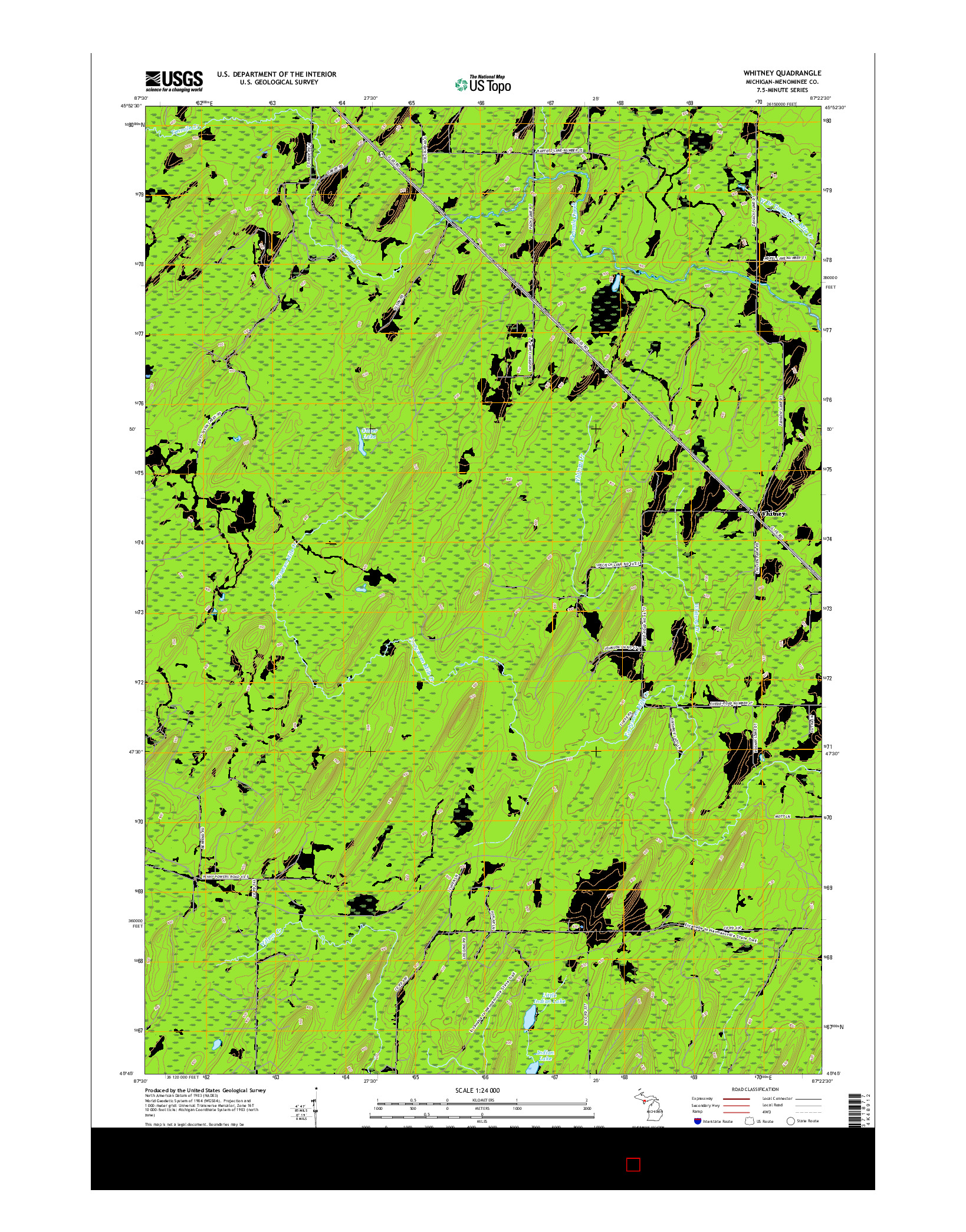 USGS US TOPO 7.5-MINUTE MAP FOR WHITNEY, MI 2017