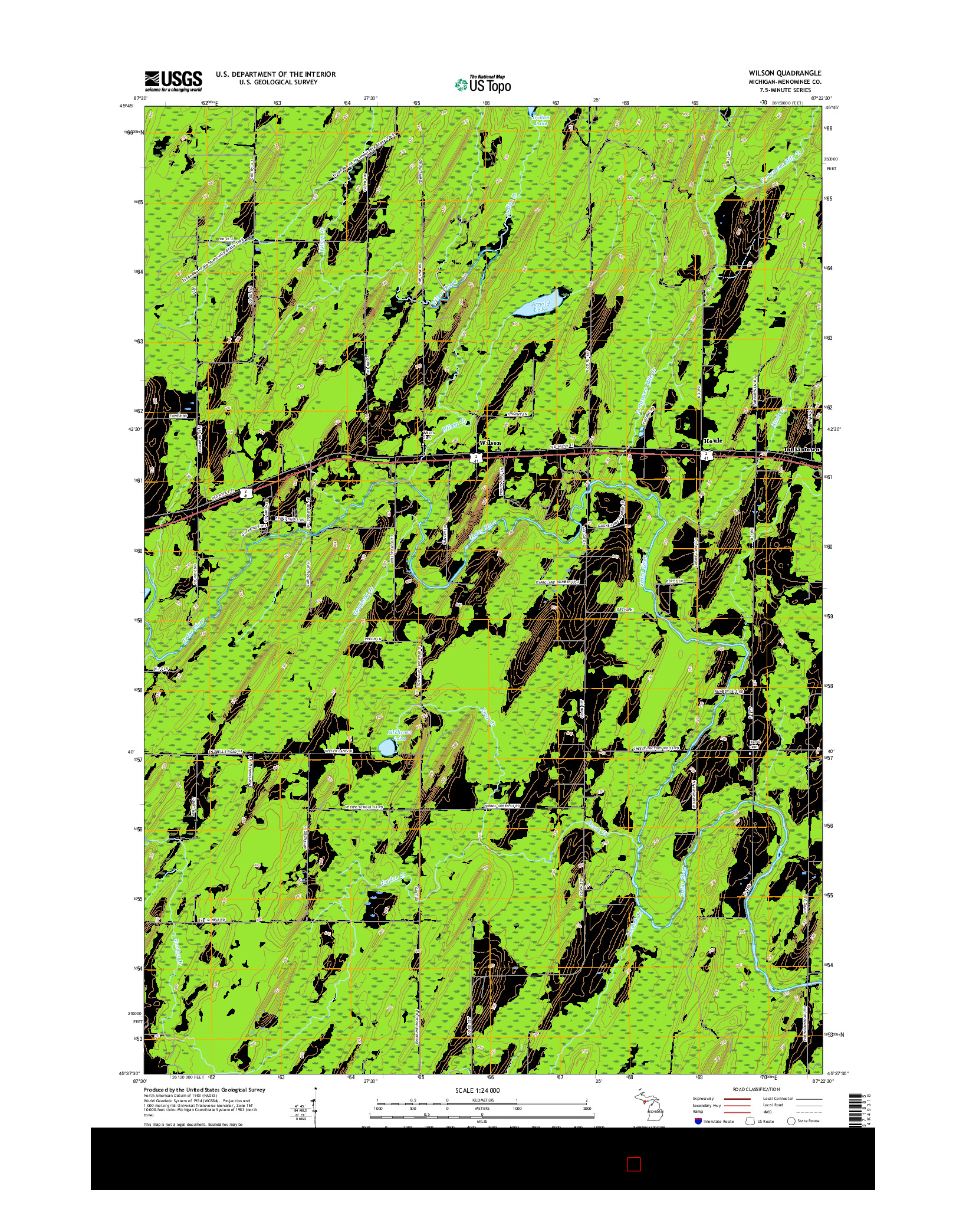 USGS US TOPO 7.5-MINUTE MAP FOR WILSON, MI 2017