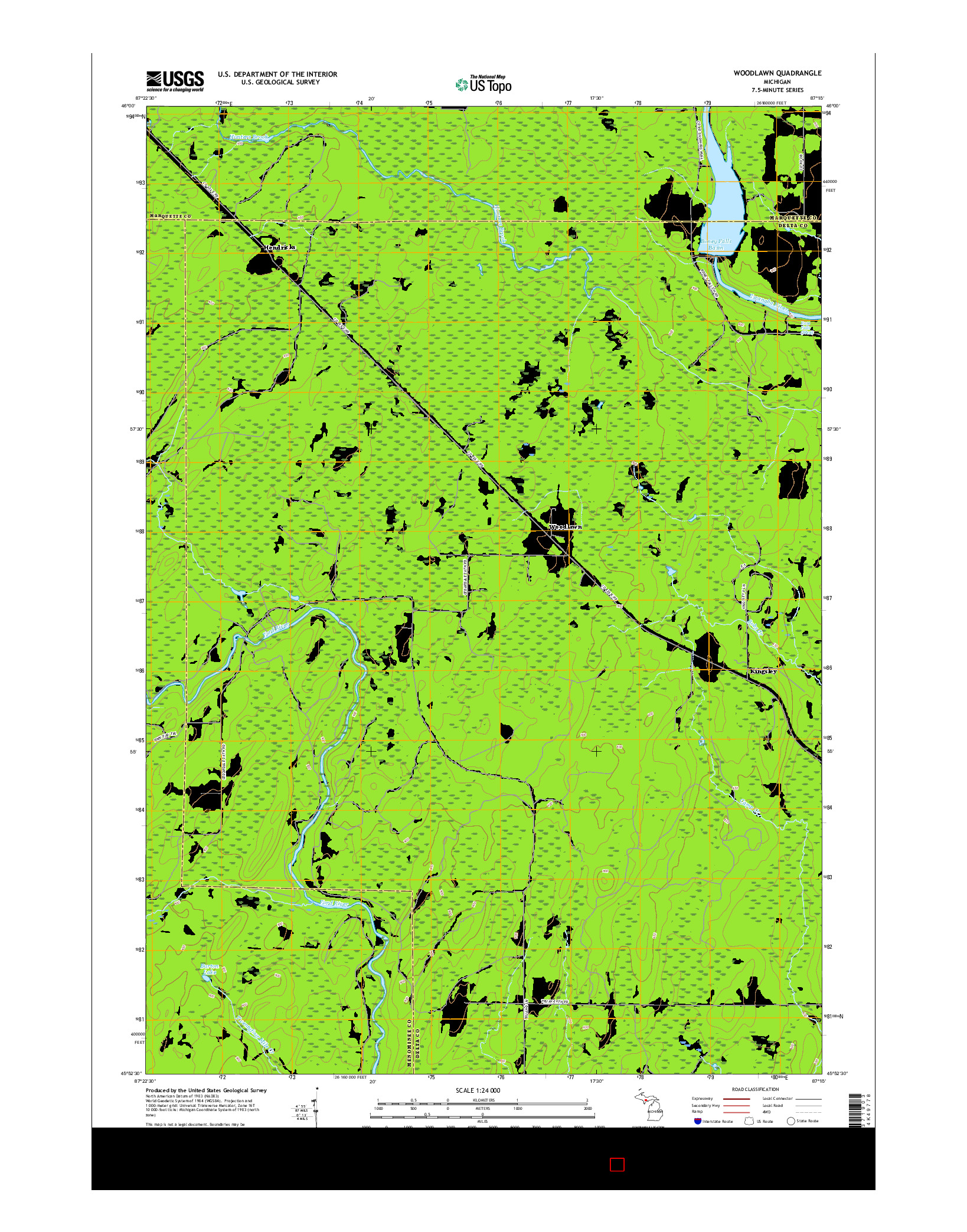 USGS US TOPO 7.5-MINUTE MAP FOR WOODLAWN, MI 2017