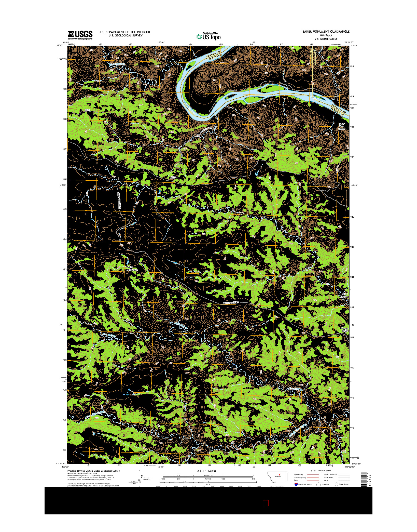 USGS US TOPO 7.5-MINUTE MAP FOR BAKER MONUMENT, MT 2017