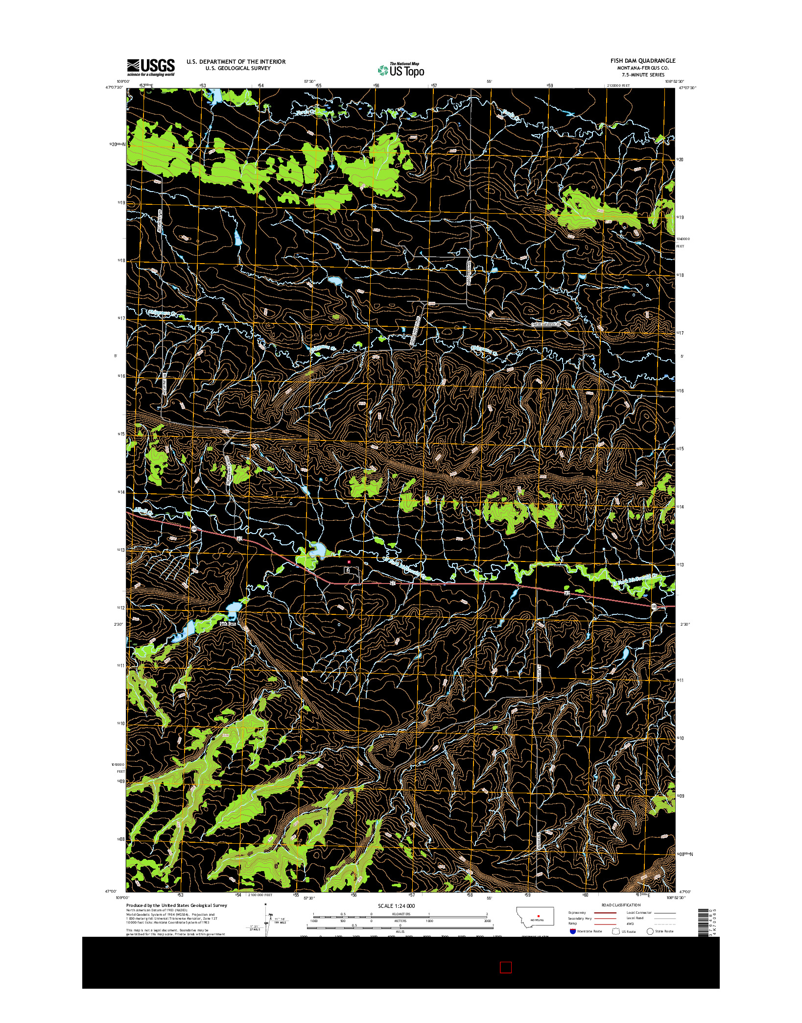 USGS US TOPO 7.5-MINUTE MAP FOR FISH DAM, MT 2017