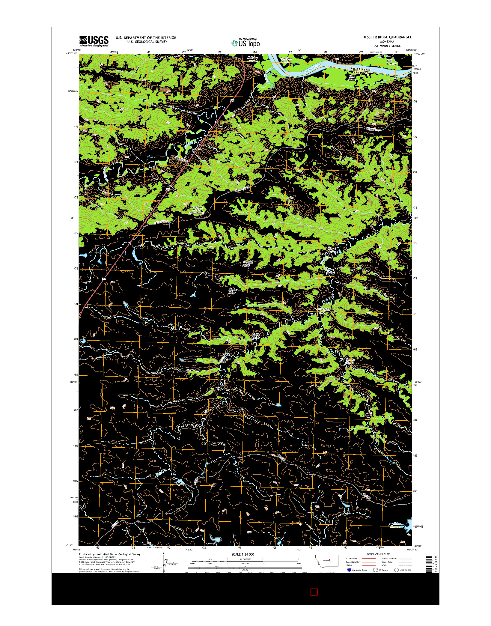 USGS US TOPO 7.5-MINUTE MAP FOR HESSLER RIDGE, MT 2017