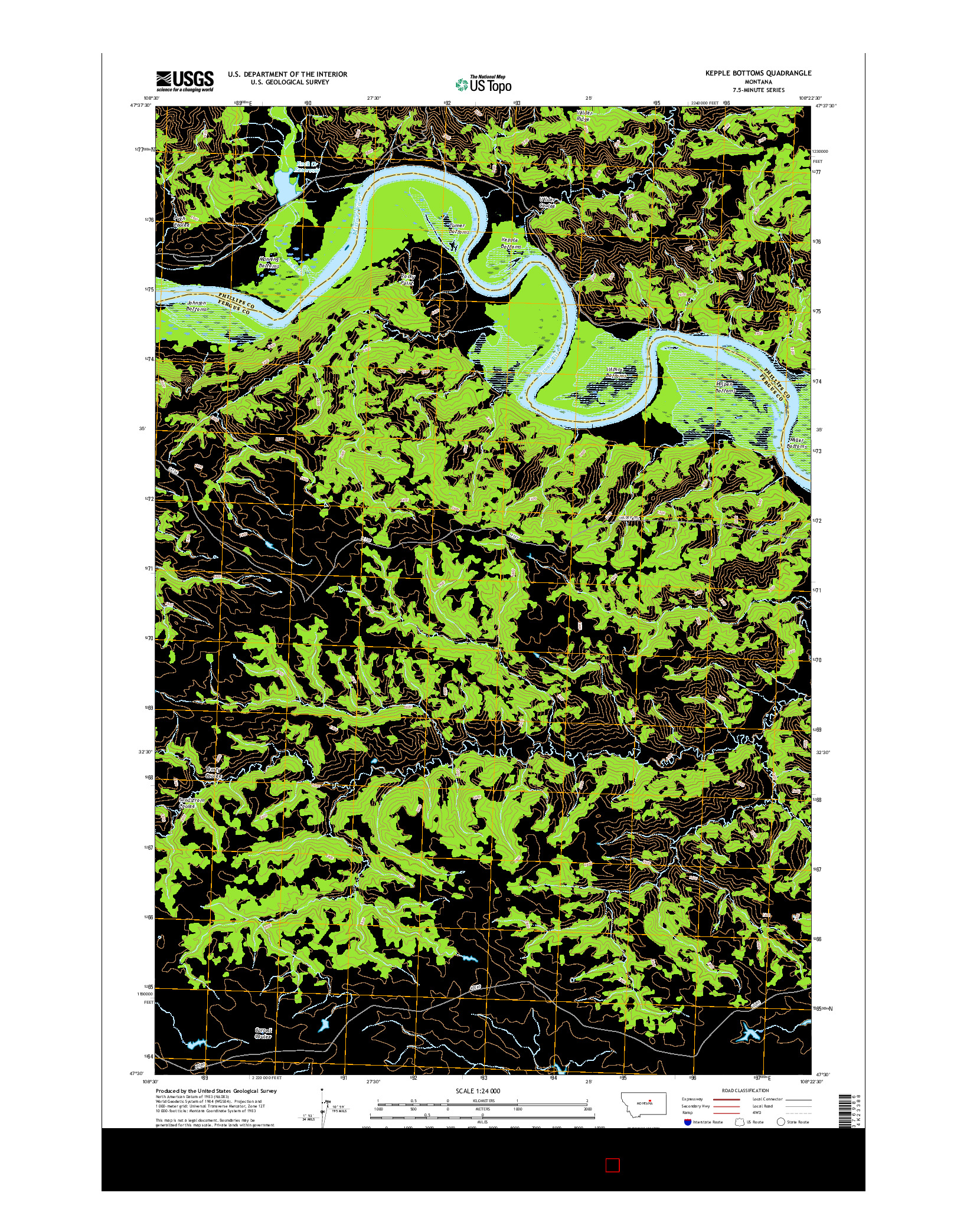 USGS US TOPO 7.5-MINUTE MAP FOR KEPPLE BOTTOMS, MT 2017