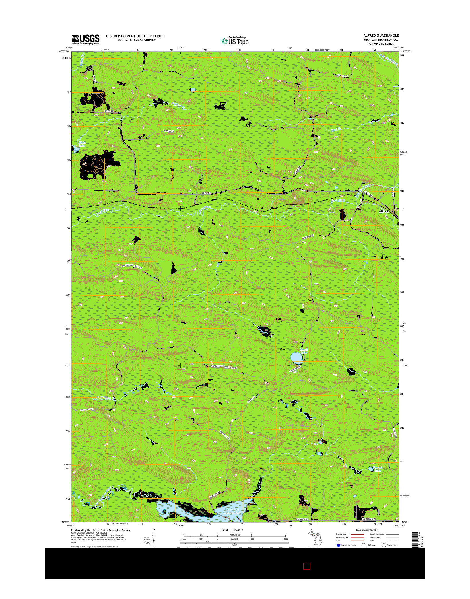 USGS US TOPO 7.5-MINUTE MAP FOR ALFRED, MI 2017