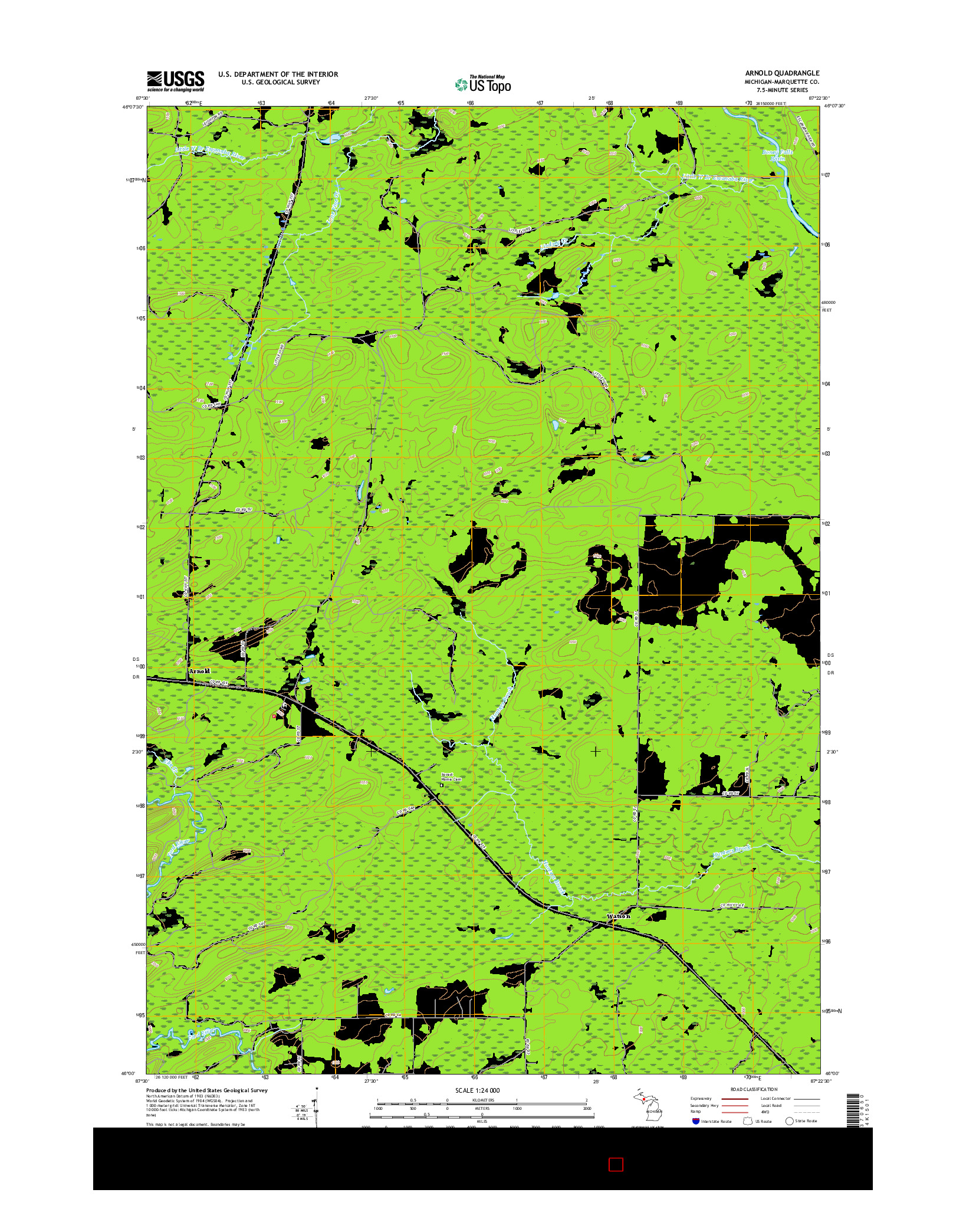 USGS US TOPO 7.5-MINUTE MAP FOR ARNOLD, MI 2017