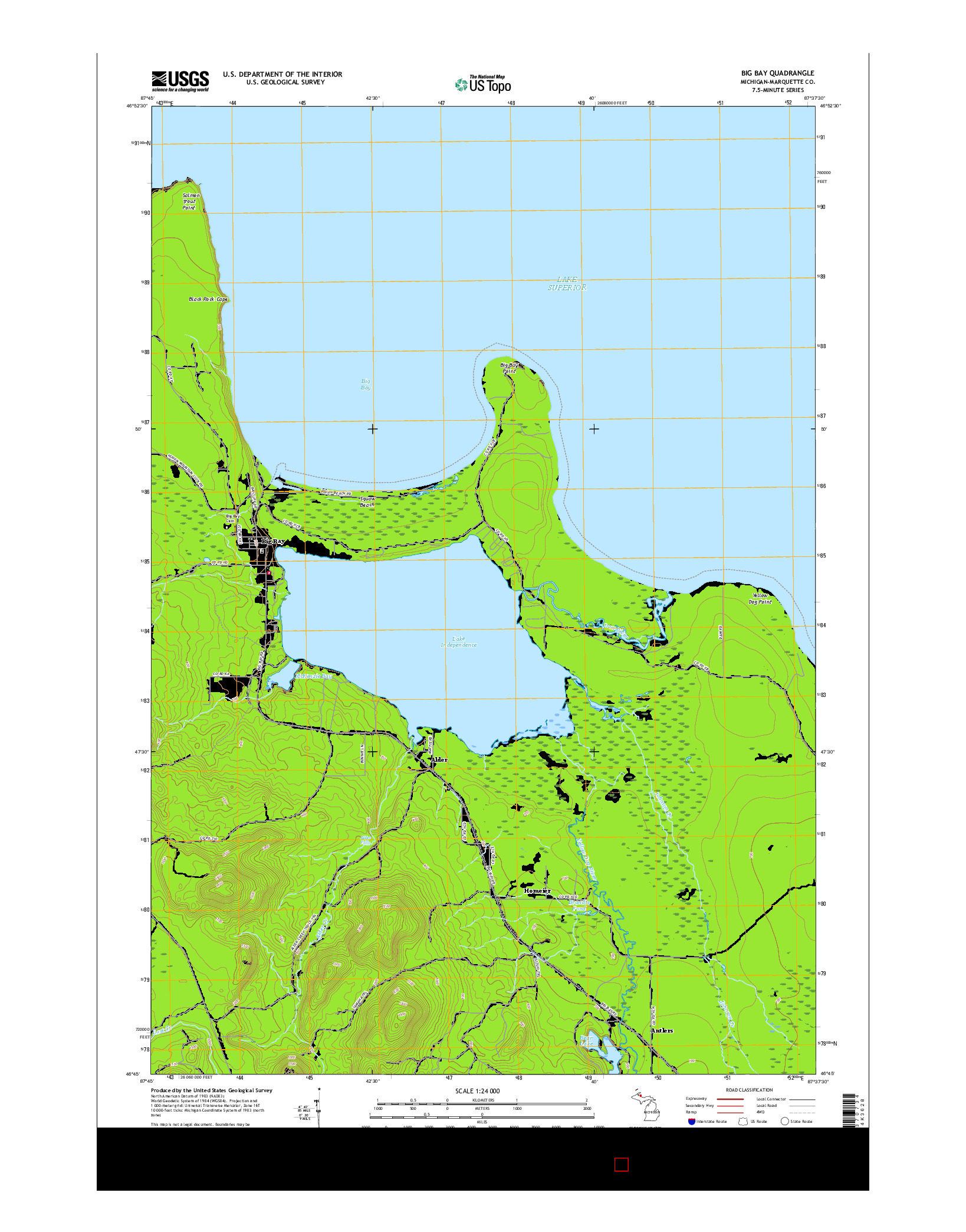 USGS US TOPO 7.5-MINUTE MAP FOR BIG BAY, MI 2017