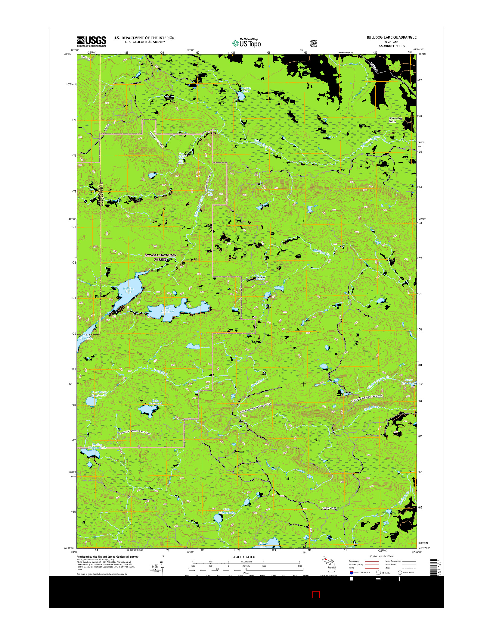 USGS US TOPO 7.5-MINUTE MAP FOR BULLDOG LAKE, MI 2017
