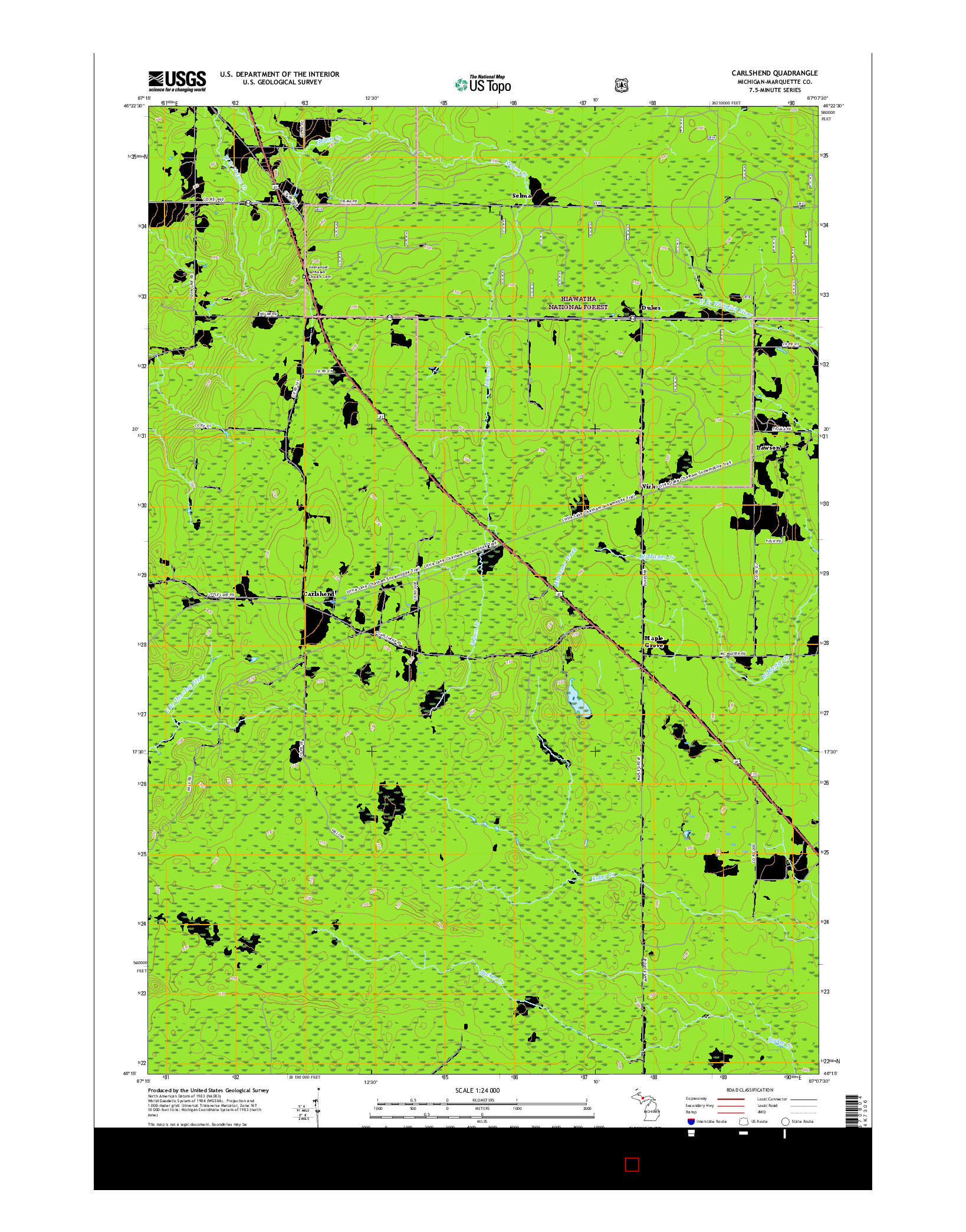 USGS US TOPO 7.5-MINUTE MAP FOR CARLSHEND, MI 2017