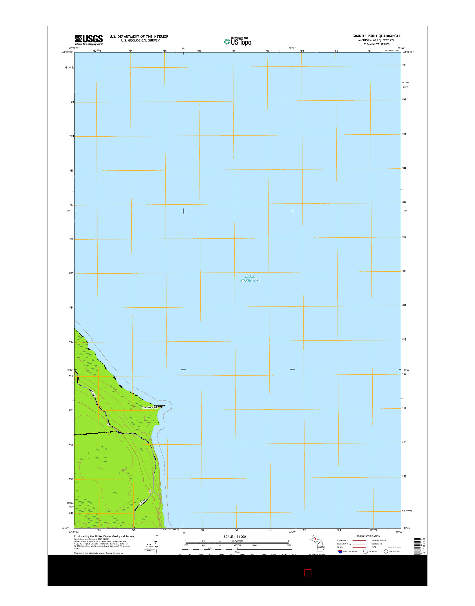 USGS US TOPO 7.5-MINUTE MAP FOR GRANITE POINT, MI 2017