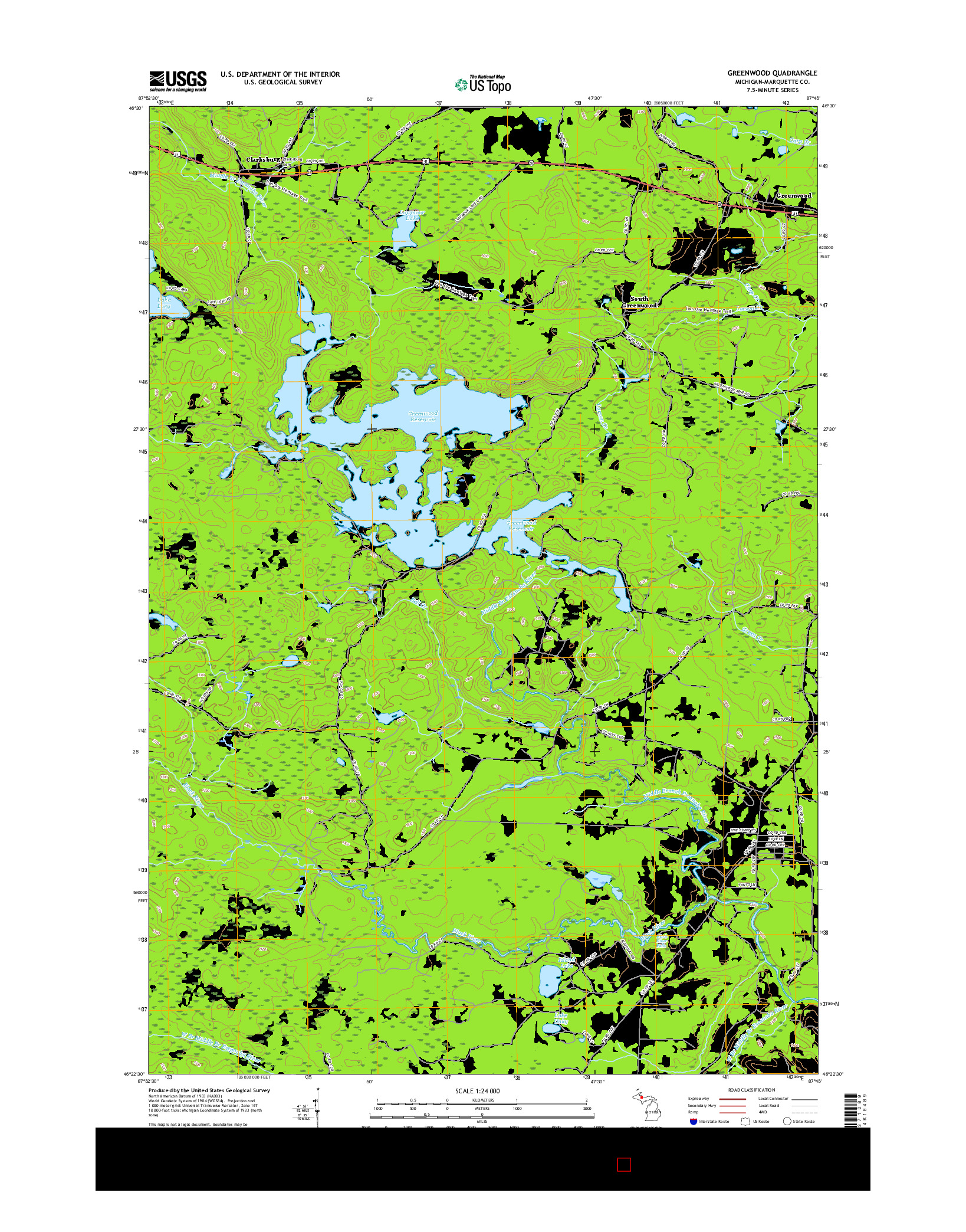 USGS US TOPO 7.5-MINUTE MAP FOR GREENWOOD, MI 2017