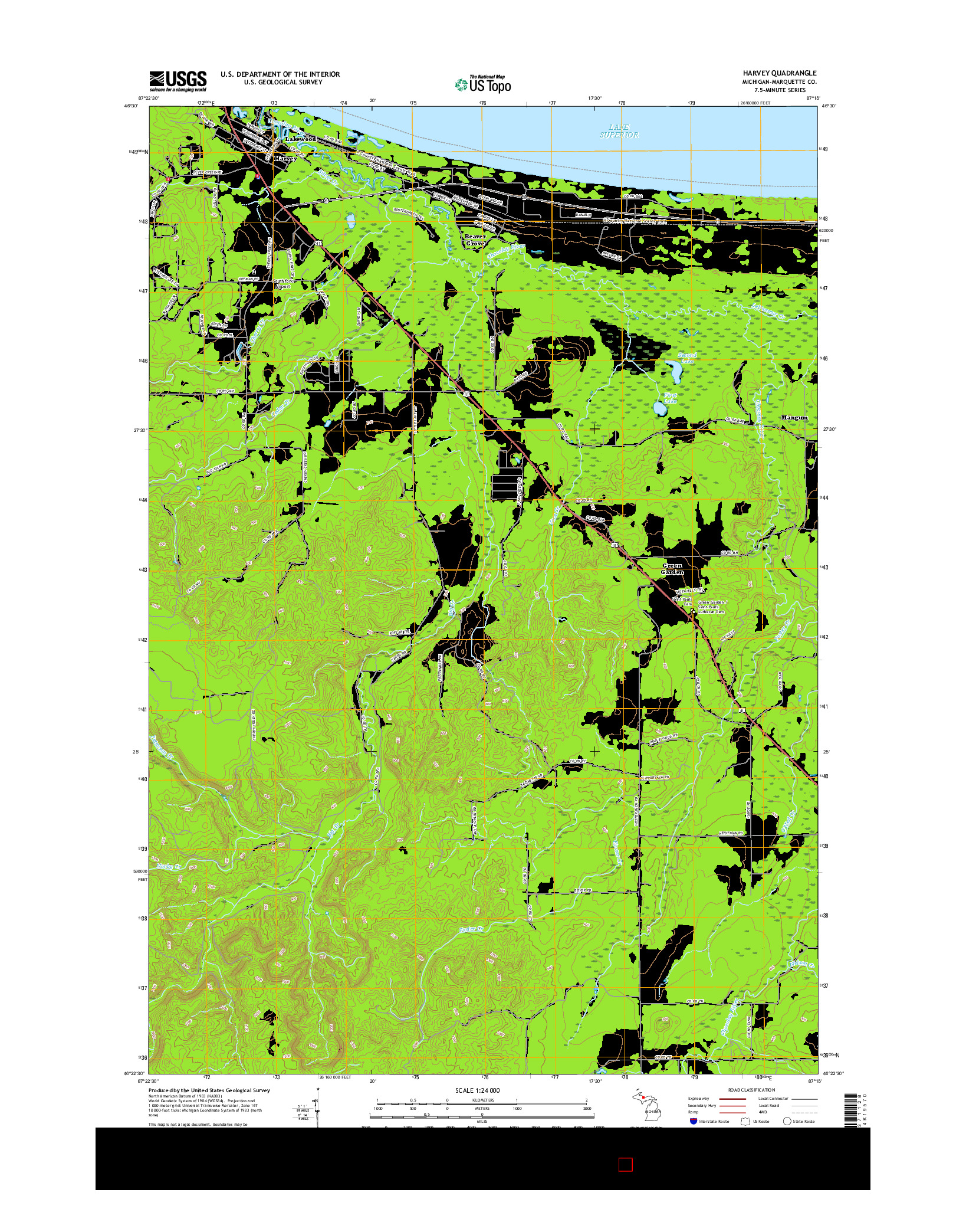 USGS US TOPO 7.5-MINUTE MAP FOR HARVEY, MI 2017