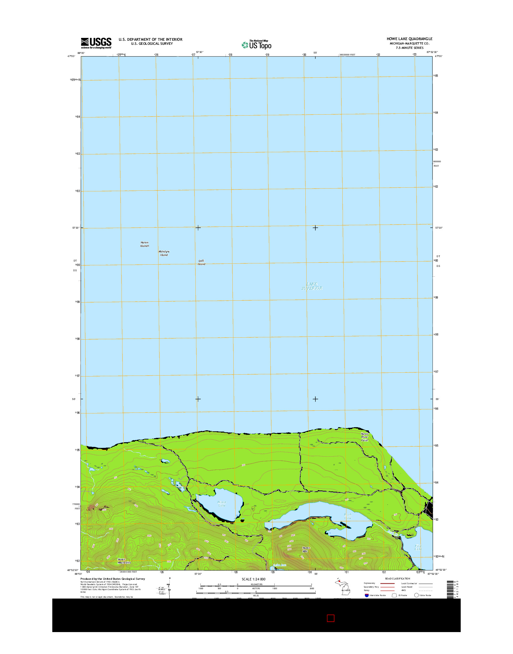 USGS US TOPO 7.5-MINUTE MAP FOR HOWE LAKE, MI 2017