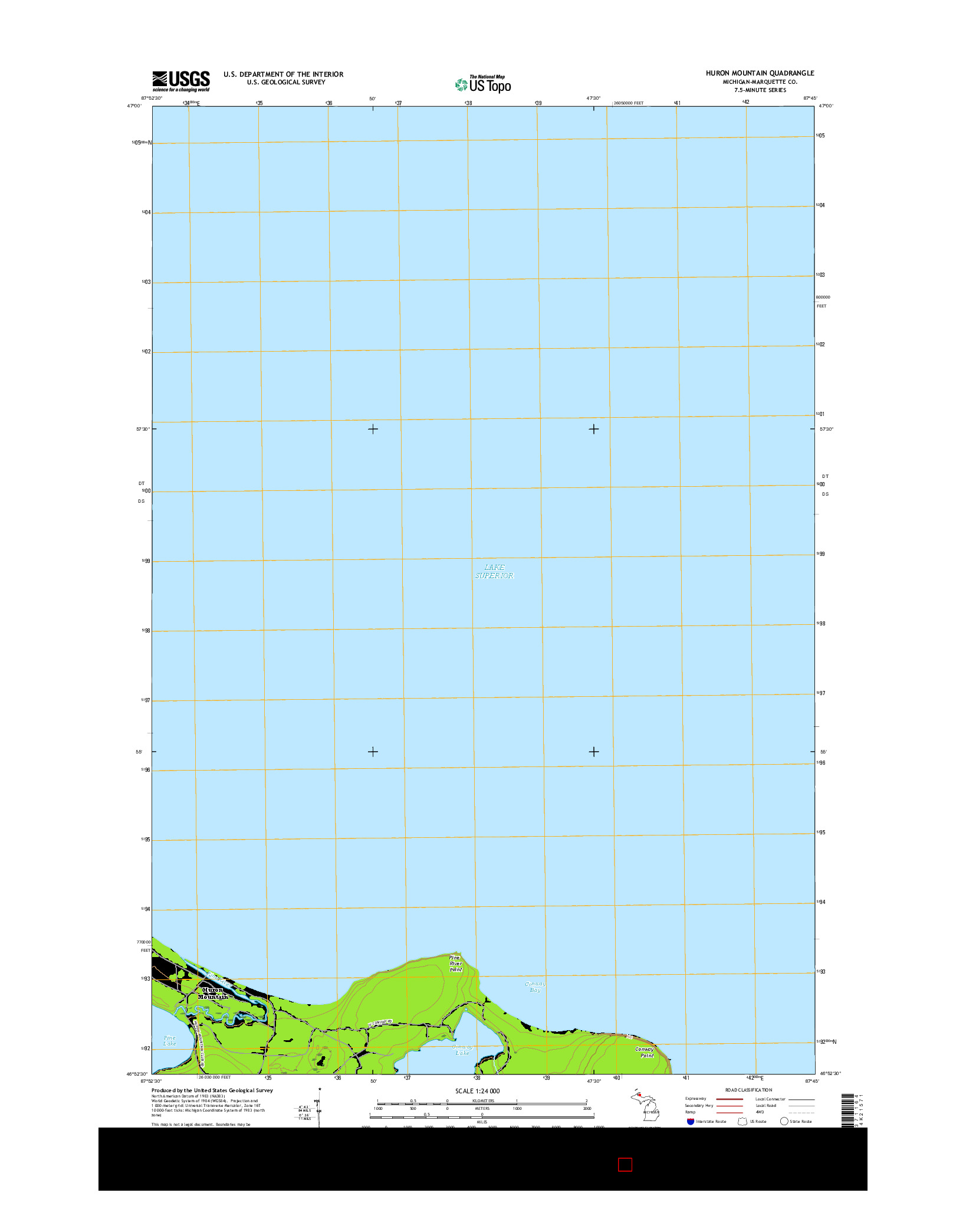 USGS US TOPO 7.5-MINUTE MAP FOR HURON MOUNTAIN, MI 2017