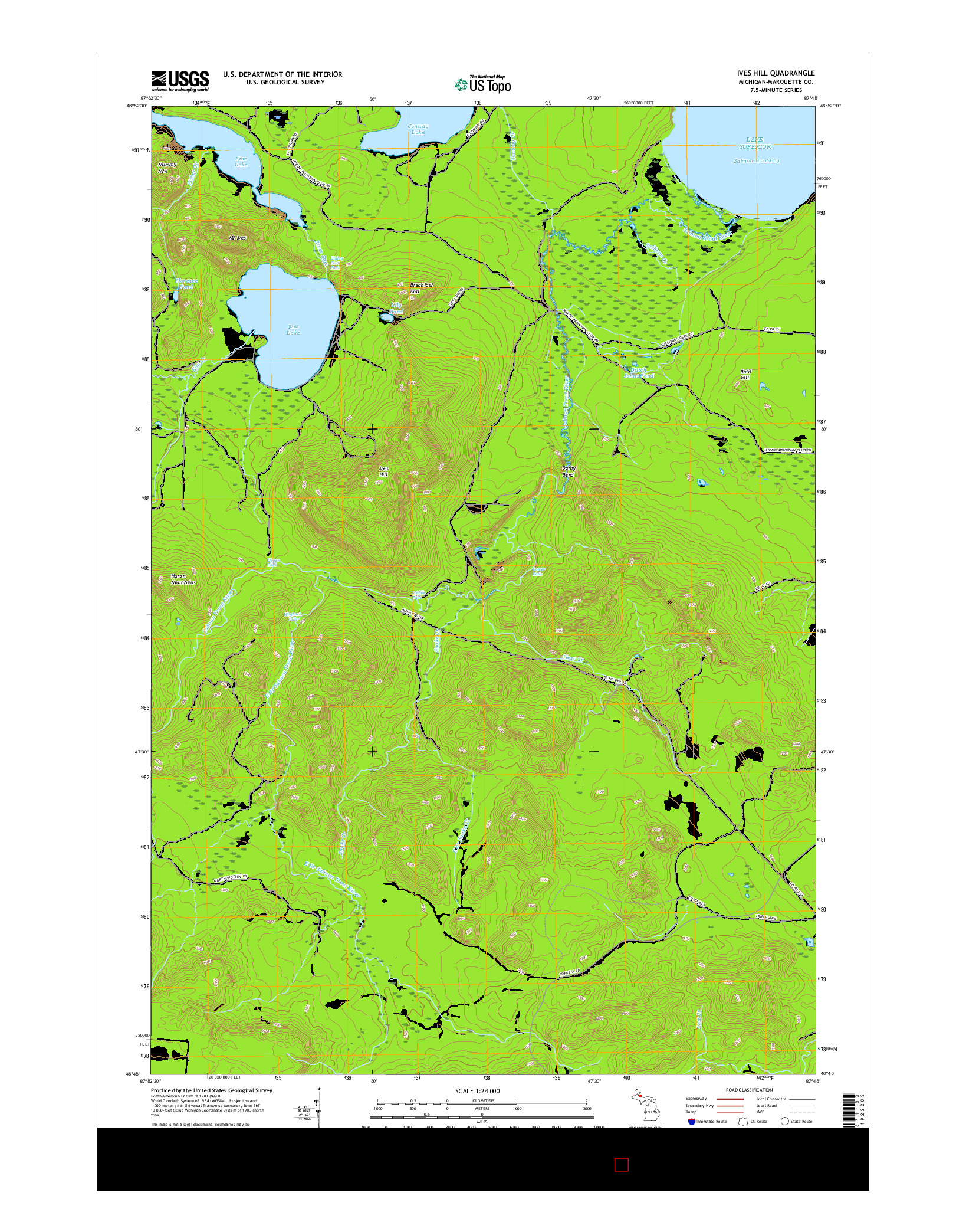 USGS US TOPO 7.5-MINUTE MAP FOR IVES HILL, MI 2017