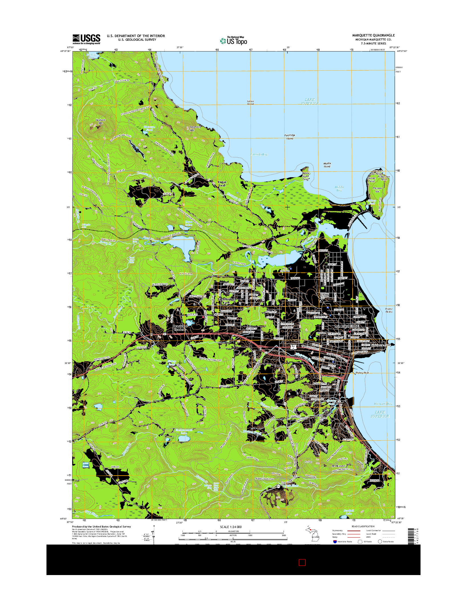 USGS US TOPO 7.5-MINUTE MAP FOR MARQUETTE, MI 2017