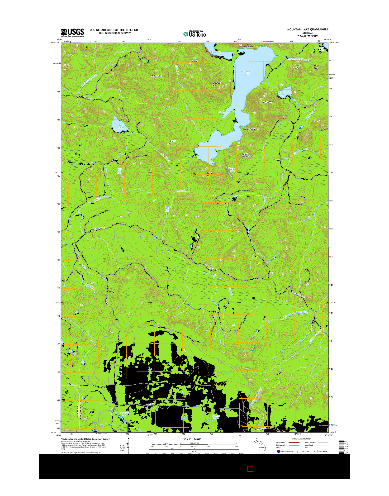 USGS US TOPO 7.5-MINUTE MAP FOR MOUNTAIN LAKE, MI 2017
