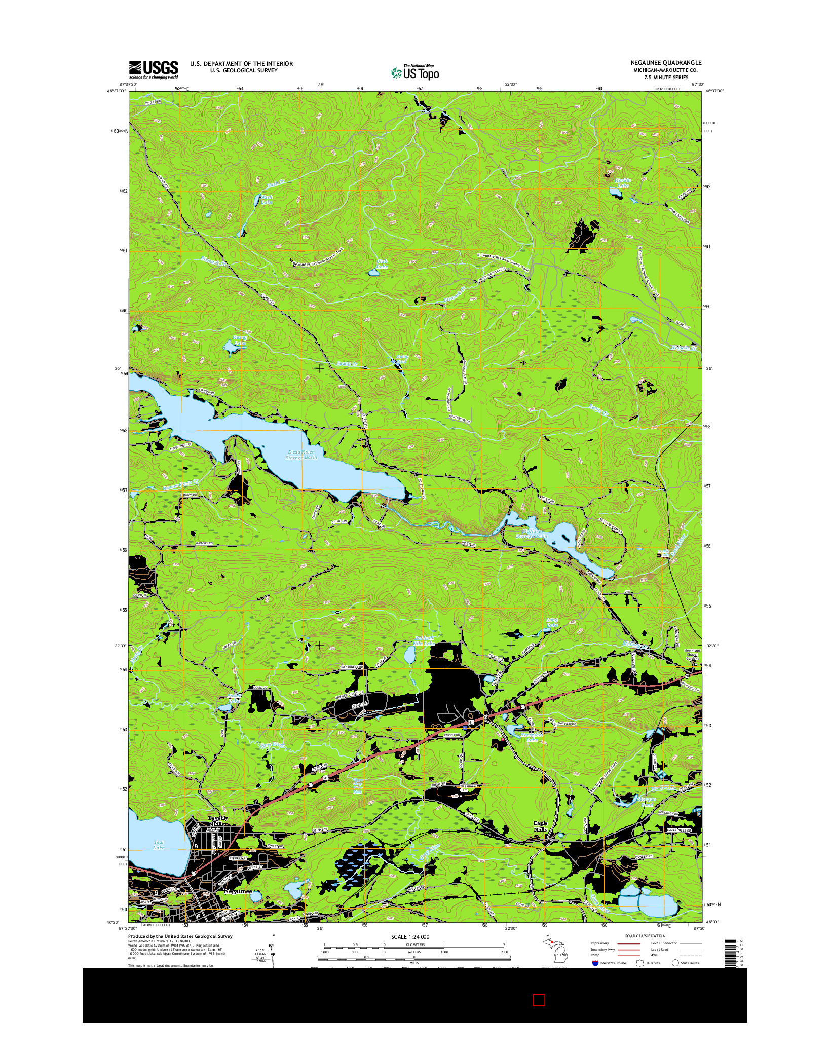 USGS US TOPO 7.5-MINUTE MAP FOR NEGAUNEE, MI 2017