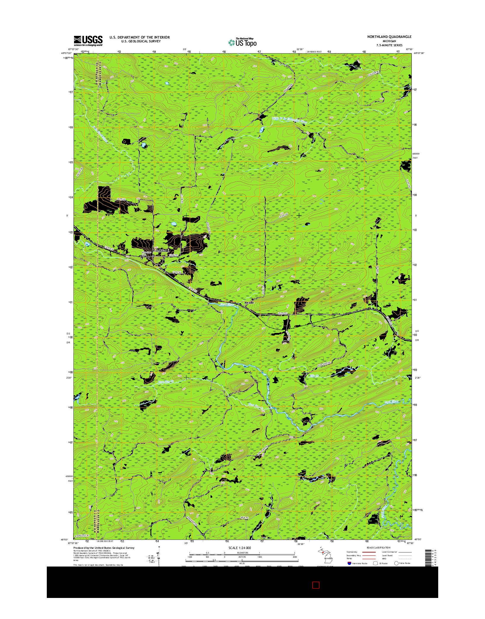 USGS US TOPO 7.5-MINUTE MAP FOR NORTHLAND, MI 2017