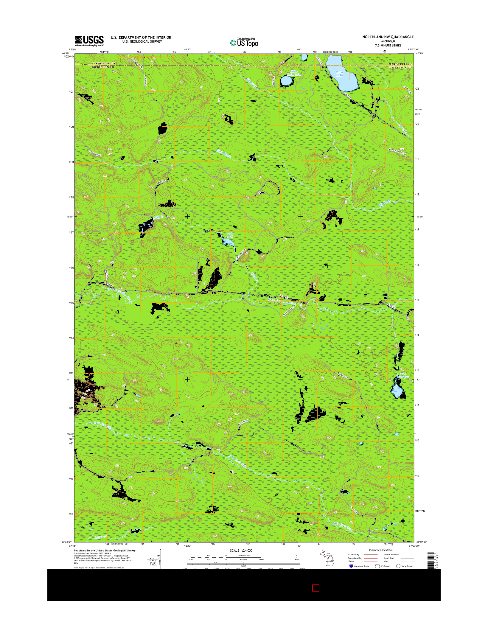 USGS US TOPO 7.5-MINUTE MAP FOR NORTHLAND NW, MI 2017