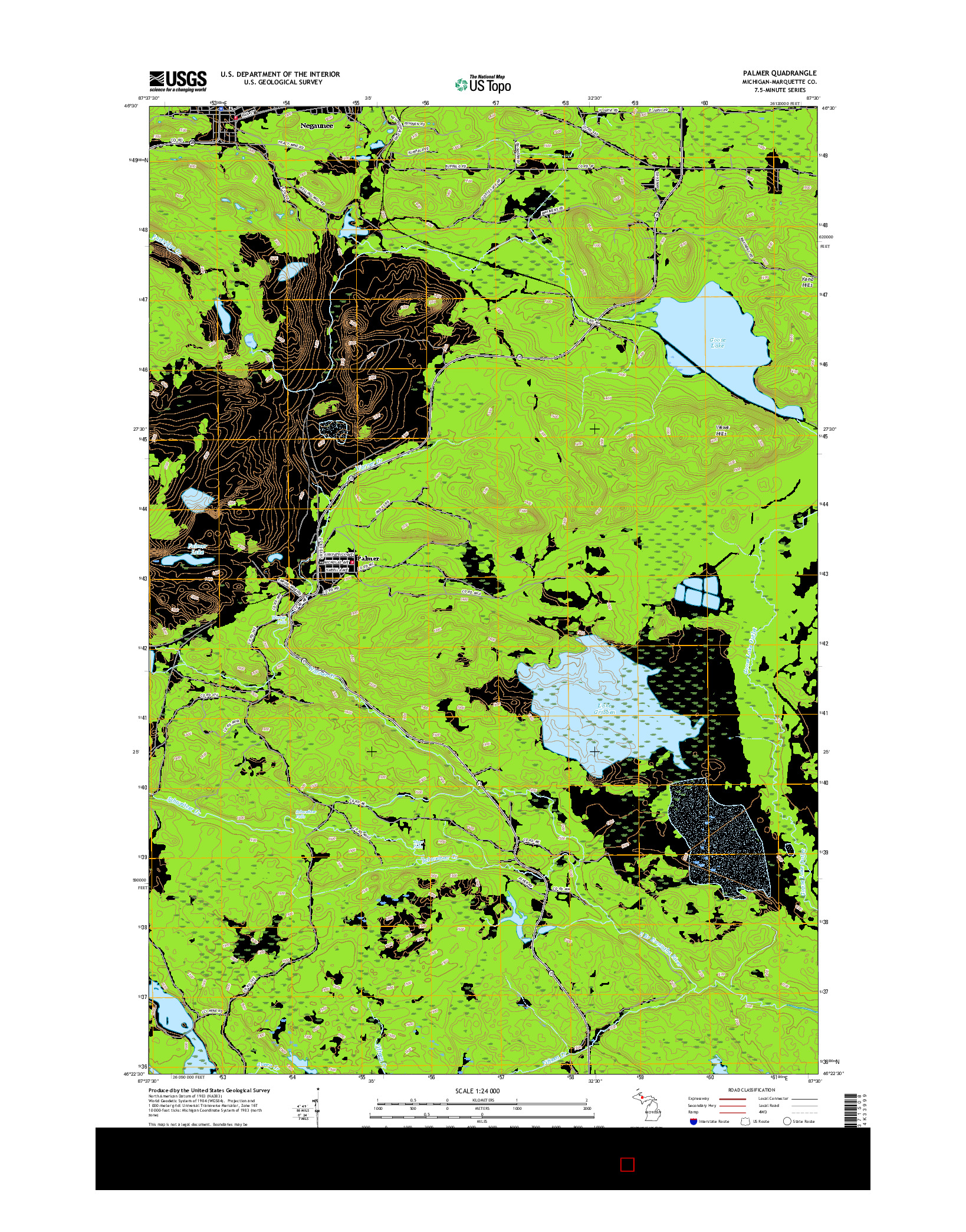 USGS US TOPO 7.5-MINUTE MAP FOR PALMER, MI 2017