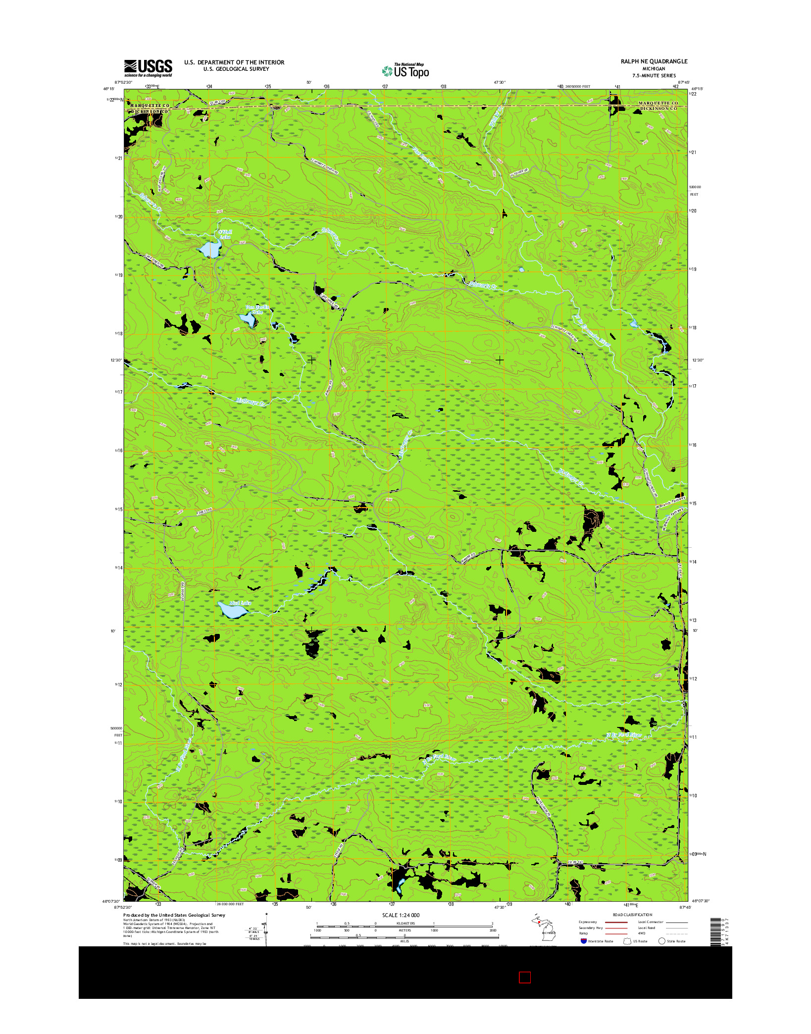 USGS US TOPO 7.5-MINUTE MAP FOR RALPH NE, MI 2017