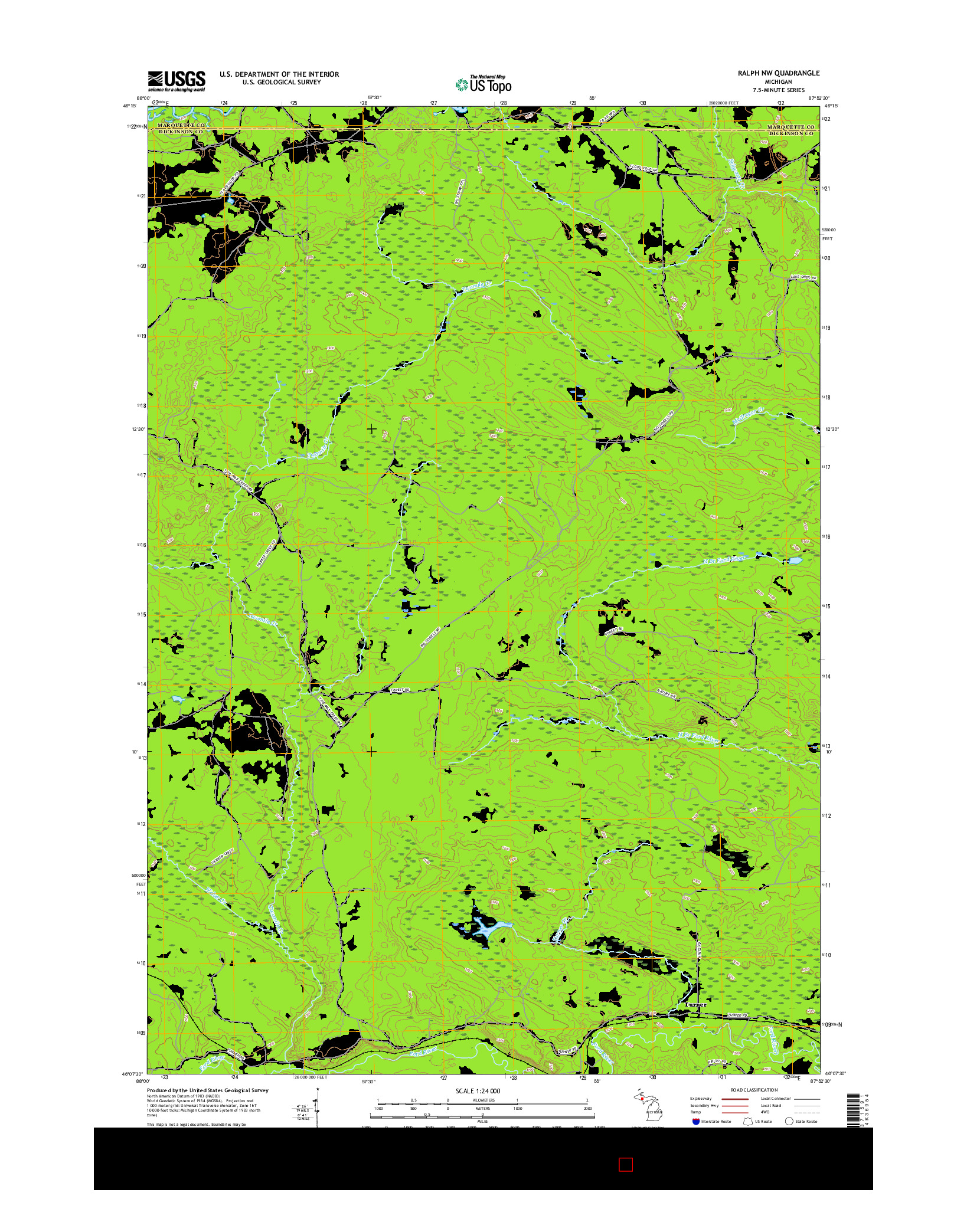 USGS US TOPO 7.5-MINUTE MAP FOR RALPH NW, MI 2017