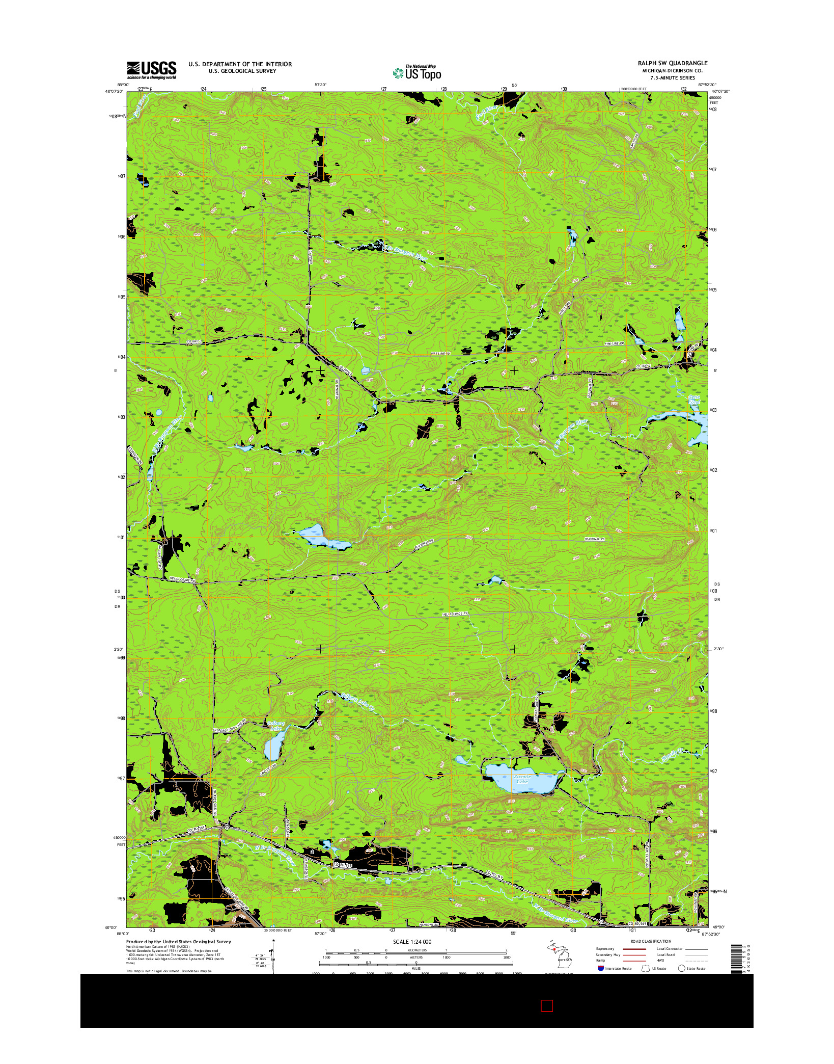 USGS US TOPO 7.5-MINUTE MAP FOR RALPH SW, MI 2017