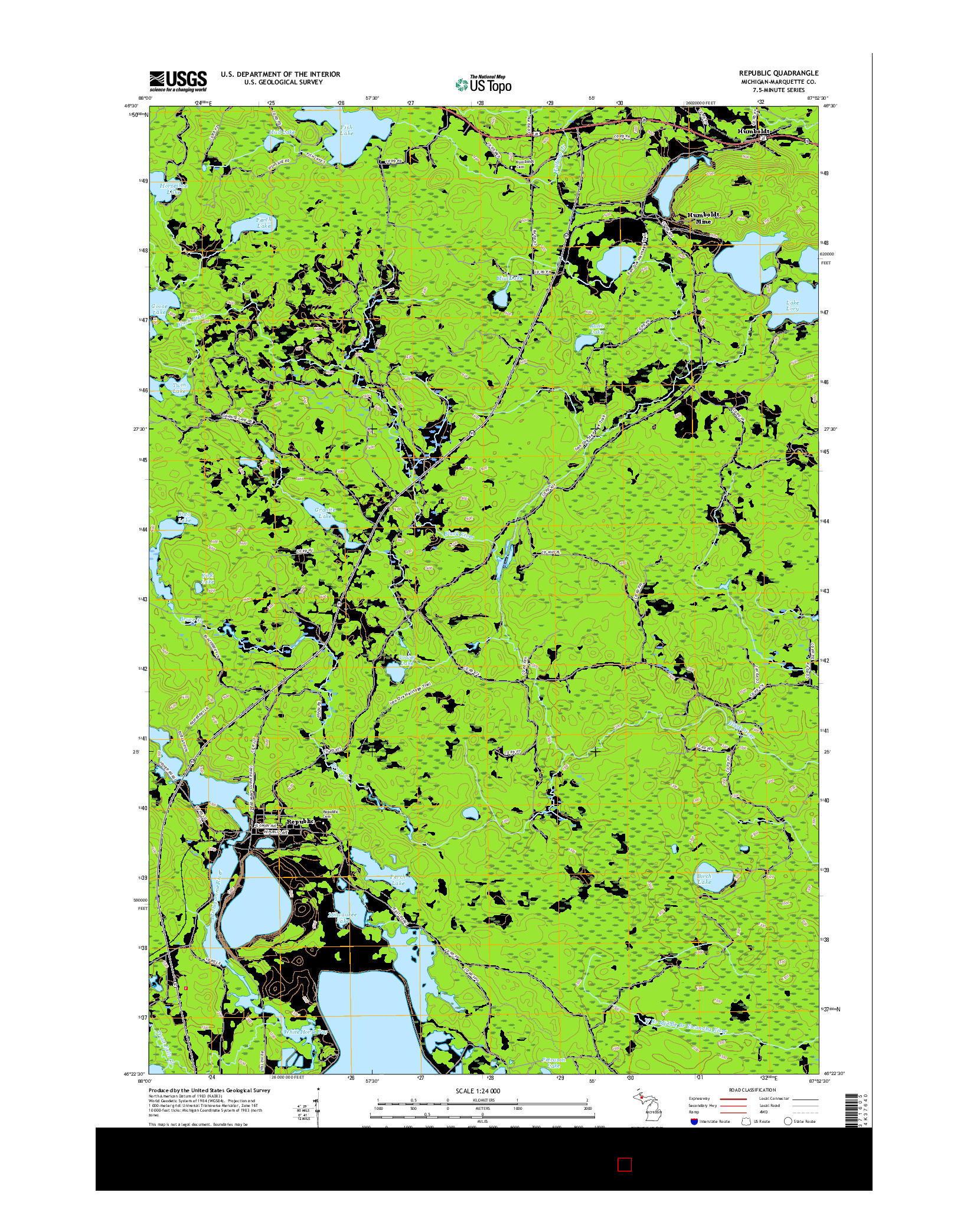 USGS US TOPO 7.5-MINUTE MAP FOR REPUBLIC, MI 2017