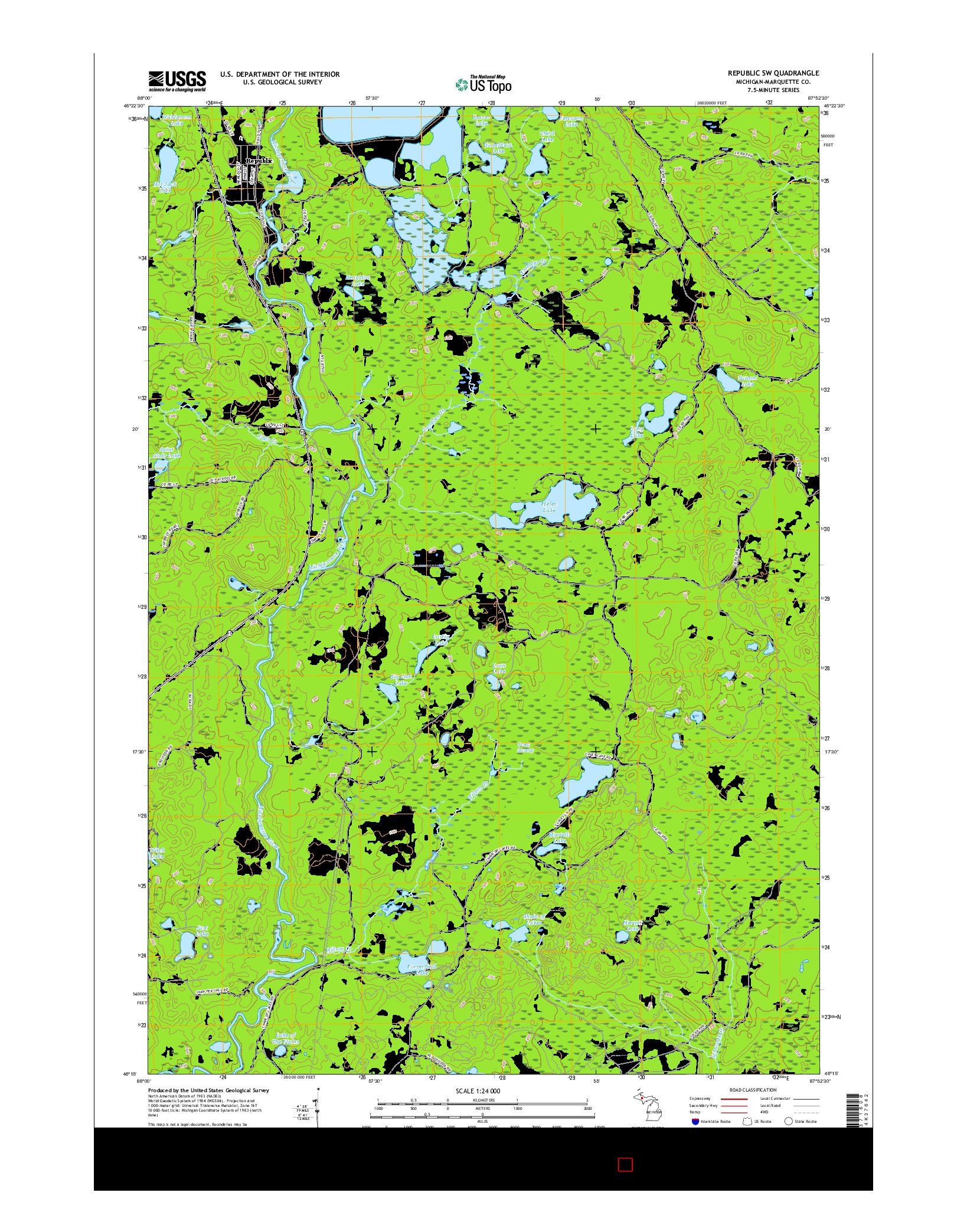 USGS US TOPO 7.5-MINUTE MAP FOR REPUBLIC SW, MI 2017