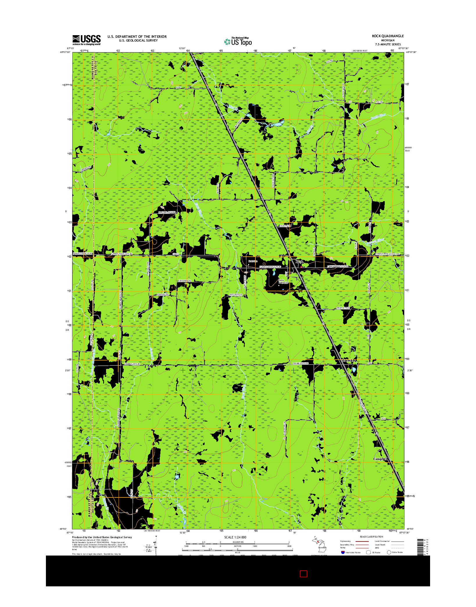 USGS US TOPO 7.5-MINUTE MAP FOR ROCK, MI 2017