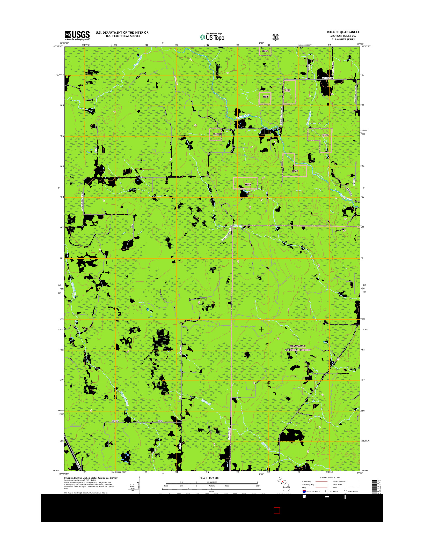 USGS US TOPO 7.5-MINUTE MAP FOR ROCK SE, MI 2017