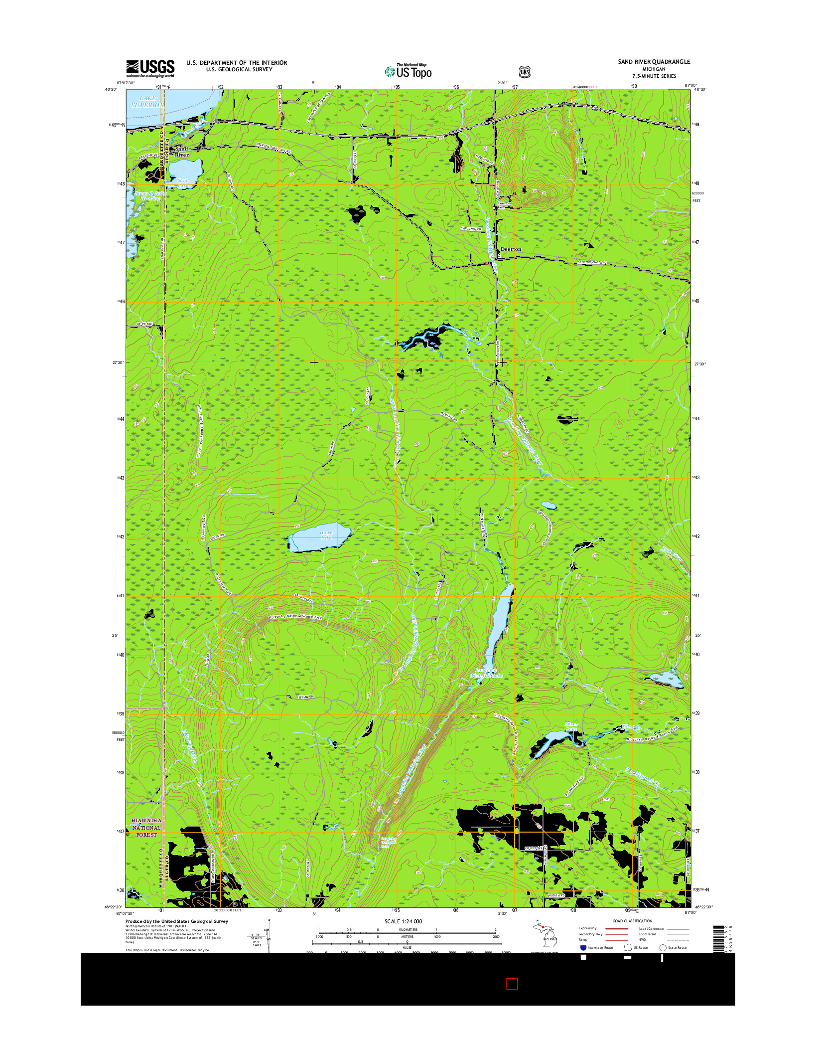 USGS US TOPO 7.5-MINUTE MAP FOR SAND RIVER, MI 2017