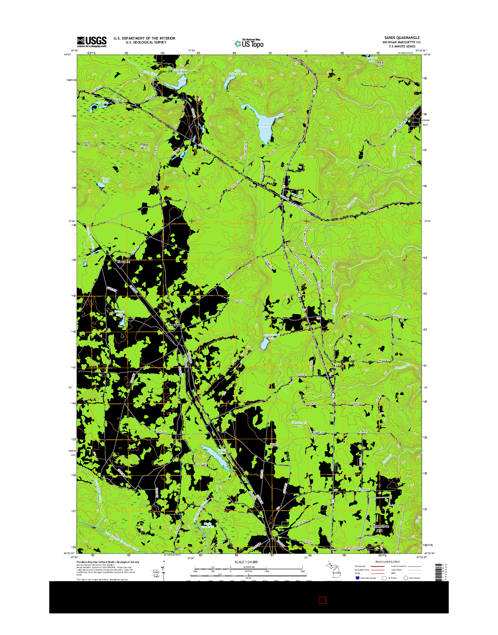 USGS US TOPO 7.5-MINUTE MAP FOR SANDS, MI 2017