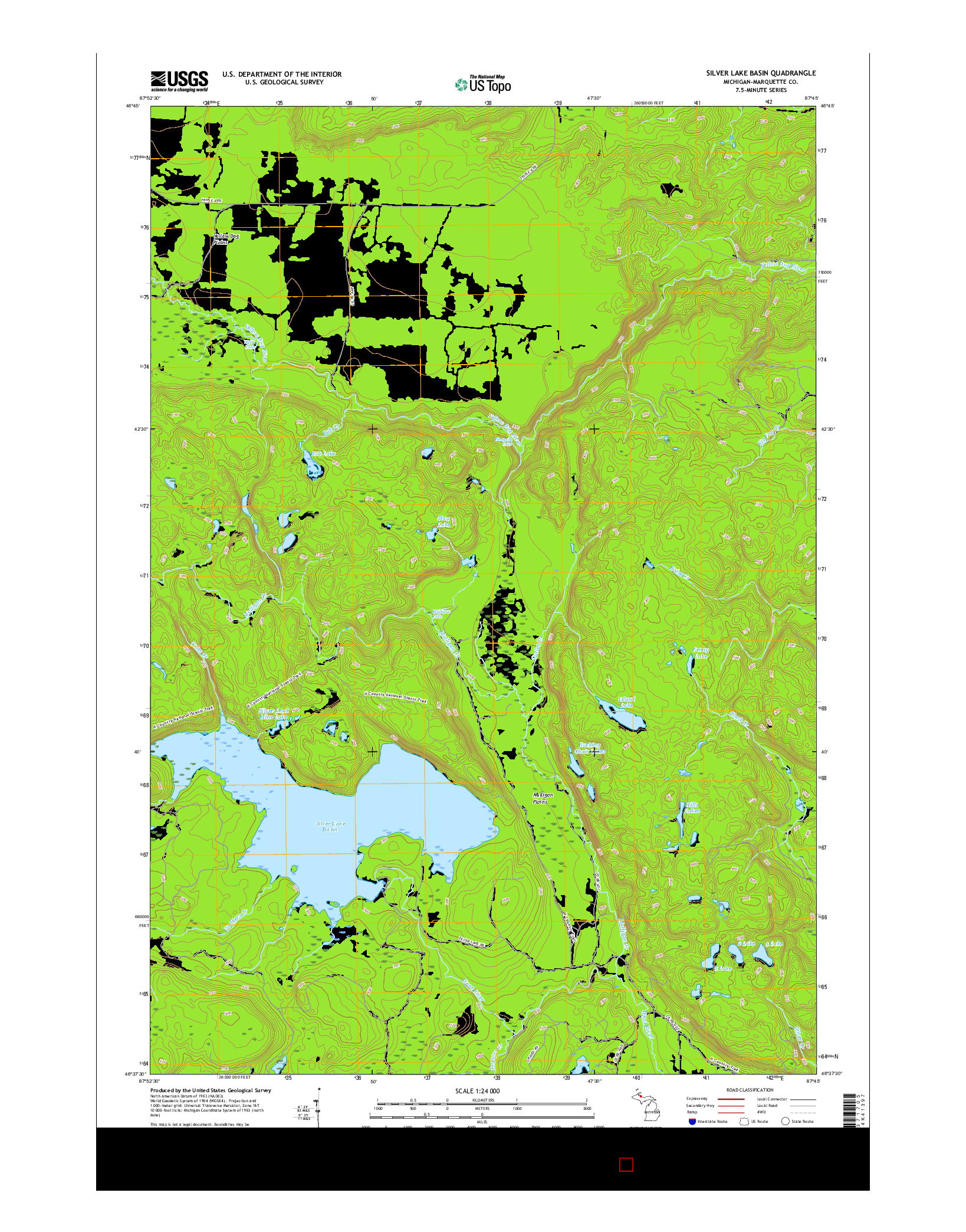 USGS US TOPO 7.5-MINUTE MAP FOR SILVER LAKE BASIN, MI 2017
