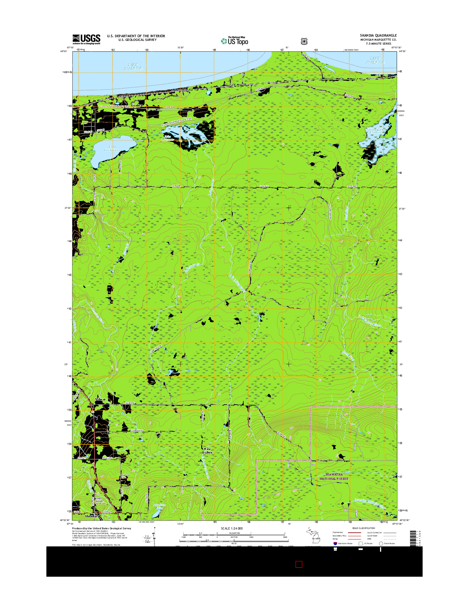 USGS US TOPO 7.5-MINUTE MAP FOR SKANDIA, MI 2017