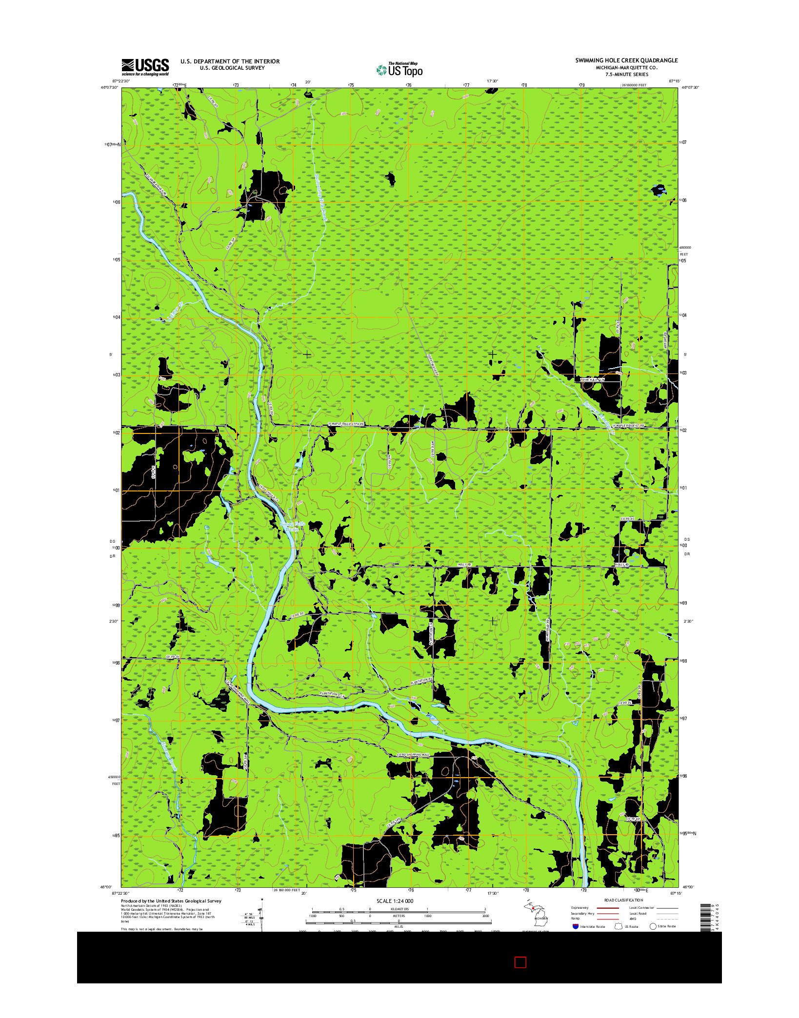 USGS US TOPO 7.5-MINUTE MAP FOR SWIMMING HOLE CREEK, MI 2017