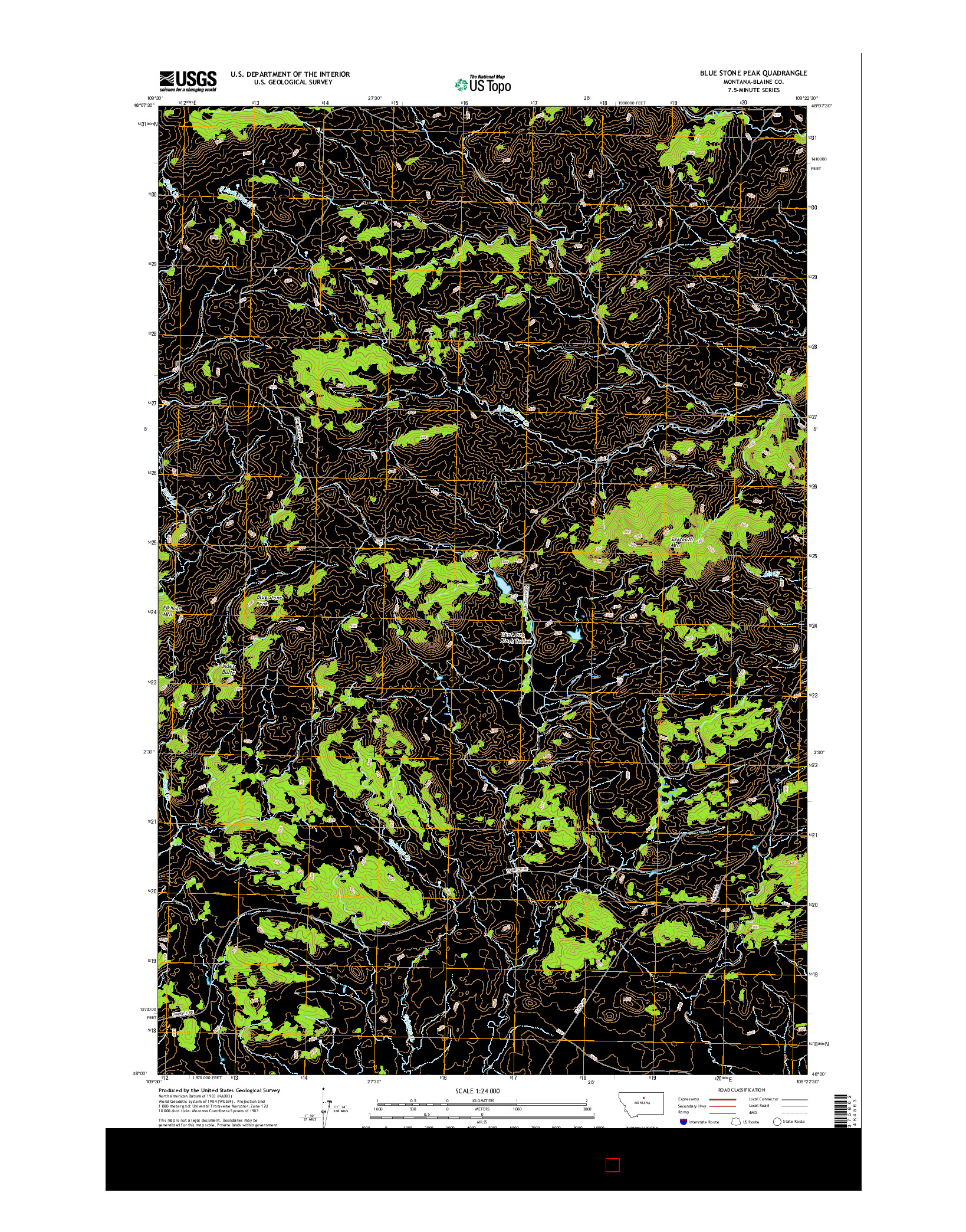 USGS US TOPO 7.5-MINUTE MAP FOR BLUE STONE PEAK, MT 2017