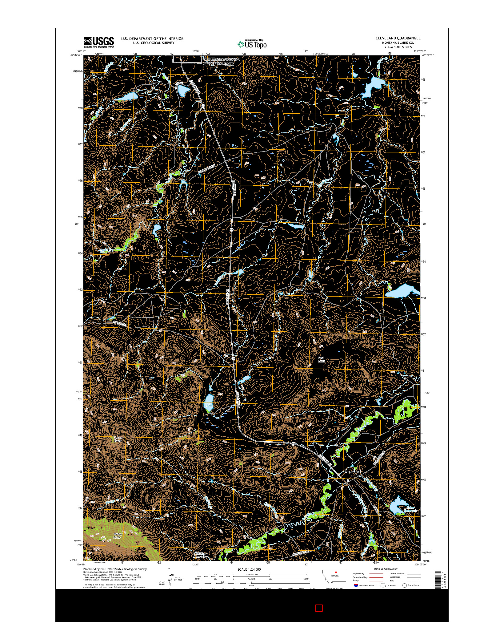 USGS US TOPO 7.5-MINUTE MAP FOR CLEVELAND, MT 2017