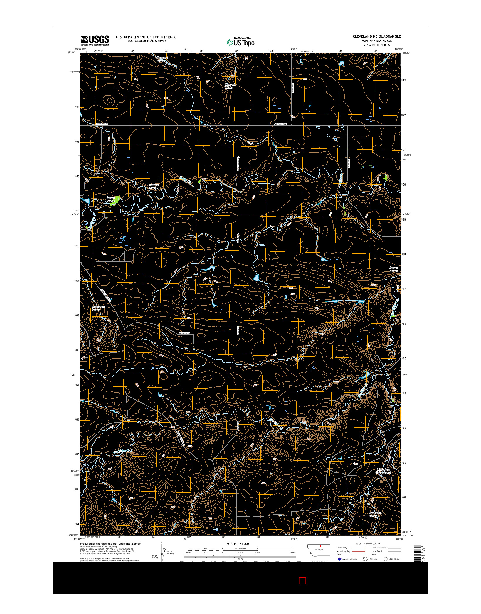 USGS US TOPO 7.5-MINUTE MAP FOR CLEVELAND NE, MT 2017